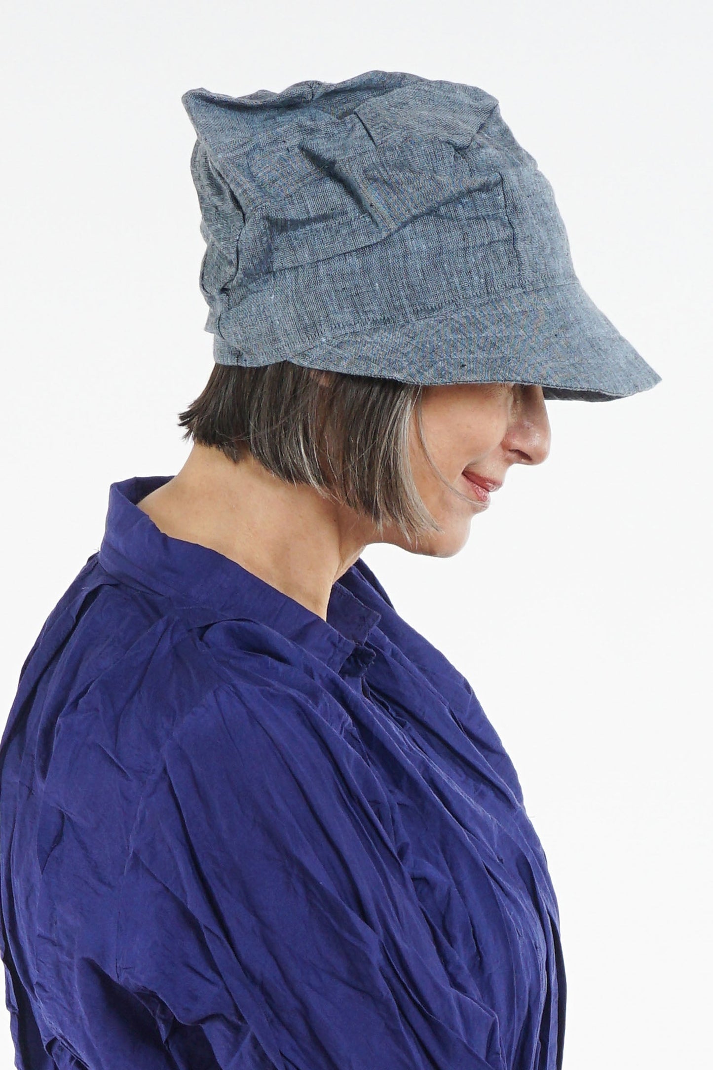 LINEN HALF BRIM HAT - ln1881-blu -