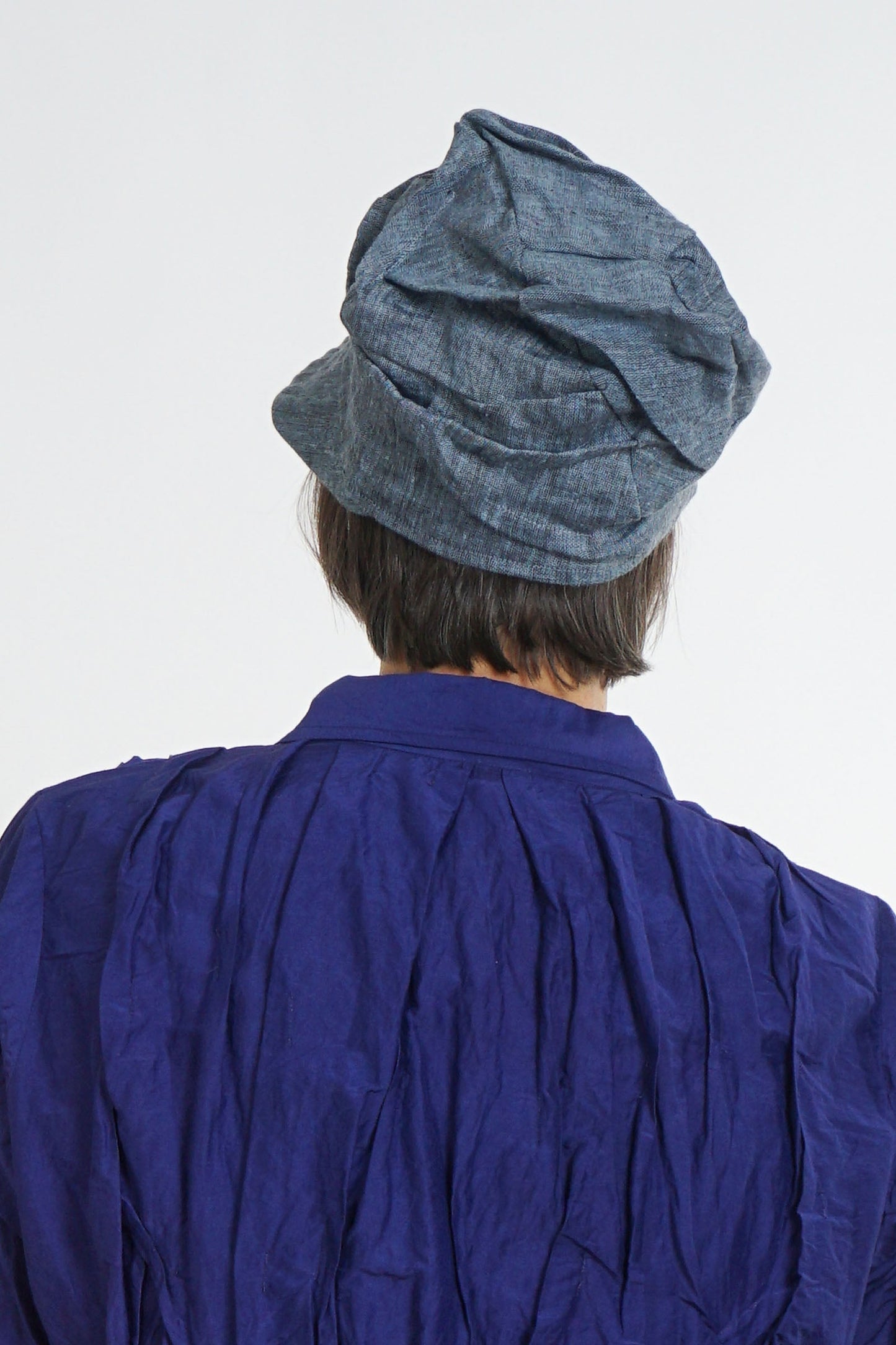 LINEN HALF BRIM HAT - ln1881-blu -