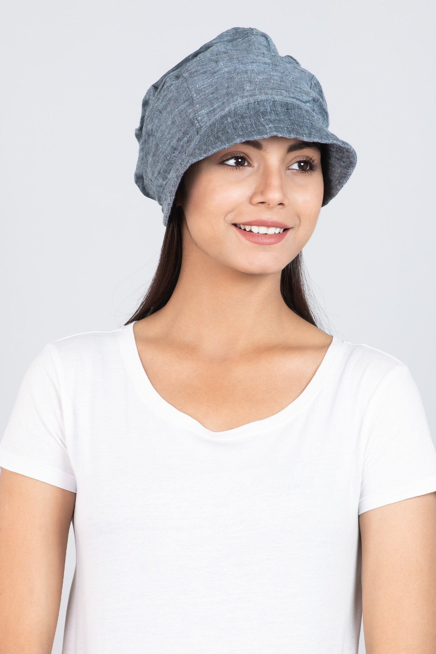 LINEN HALF BRIM HAT - ln1881-blu -