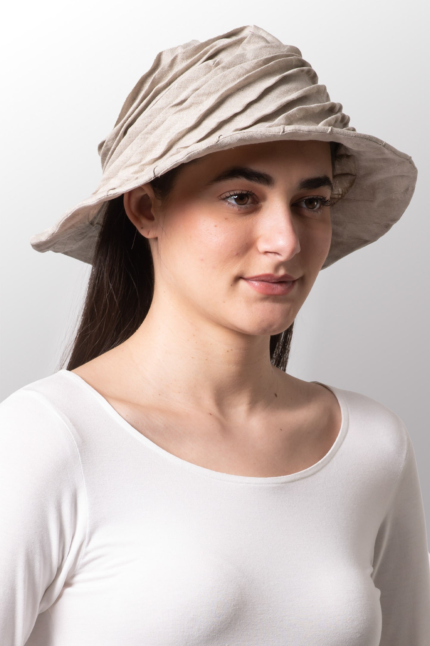 LINEN TWIST TUCKED BRIM HAT - ln1886-ntl -