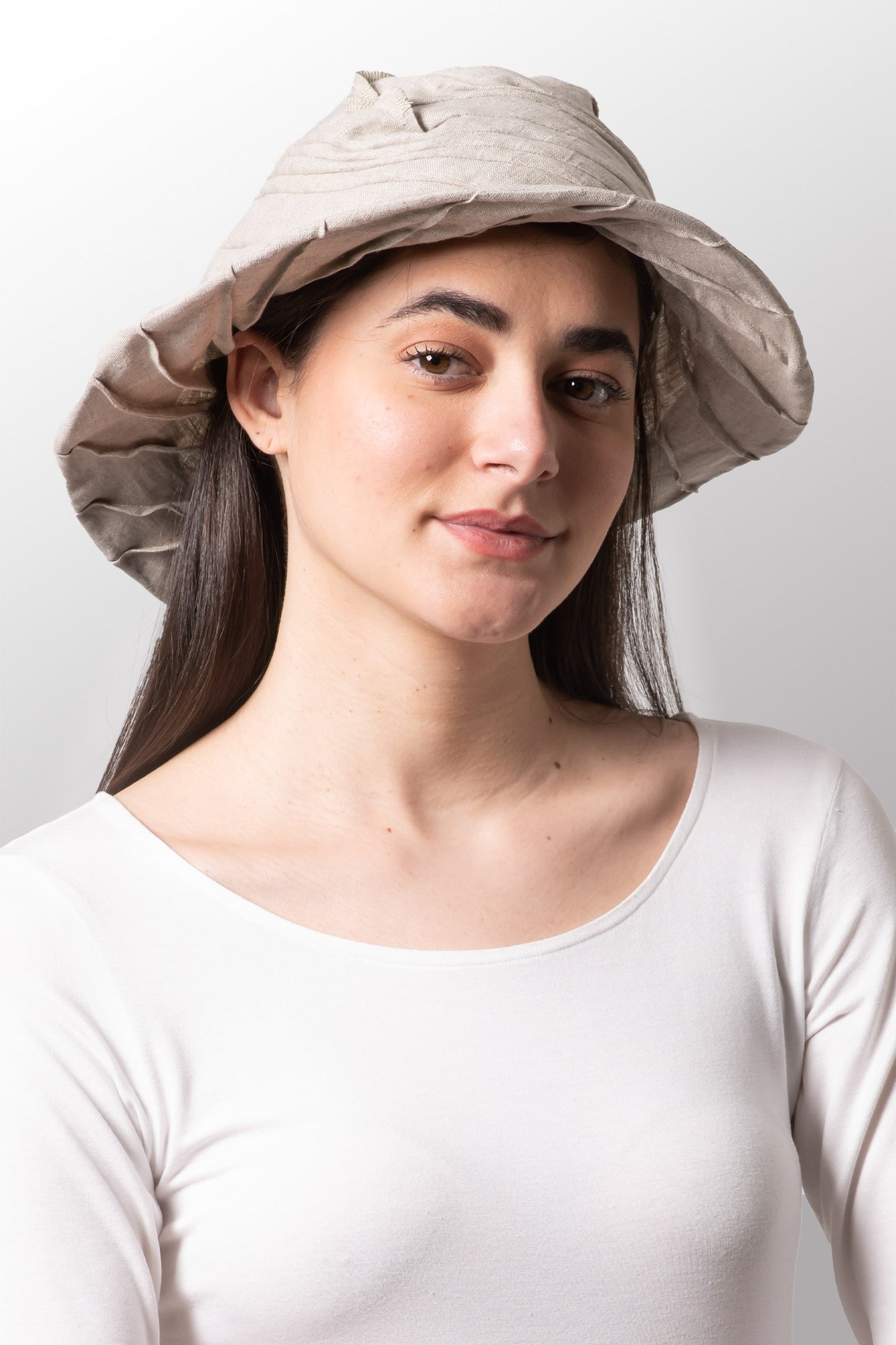 LINEN TWIST TUCKED BRIM HAT - ln1886-ntl -