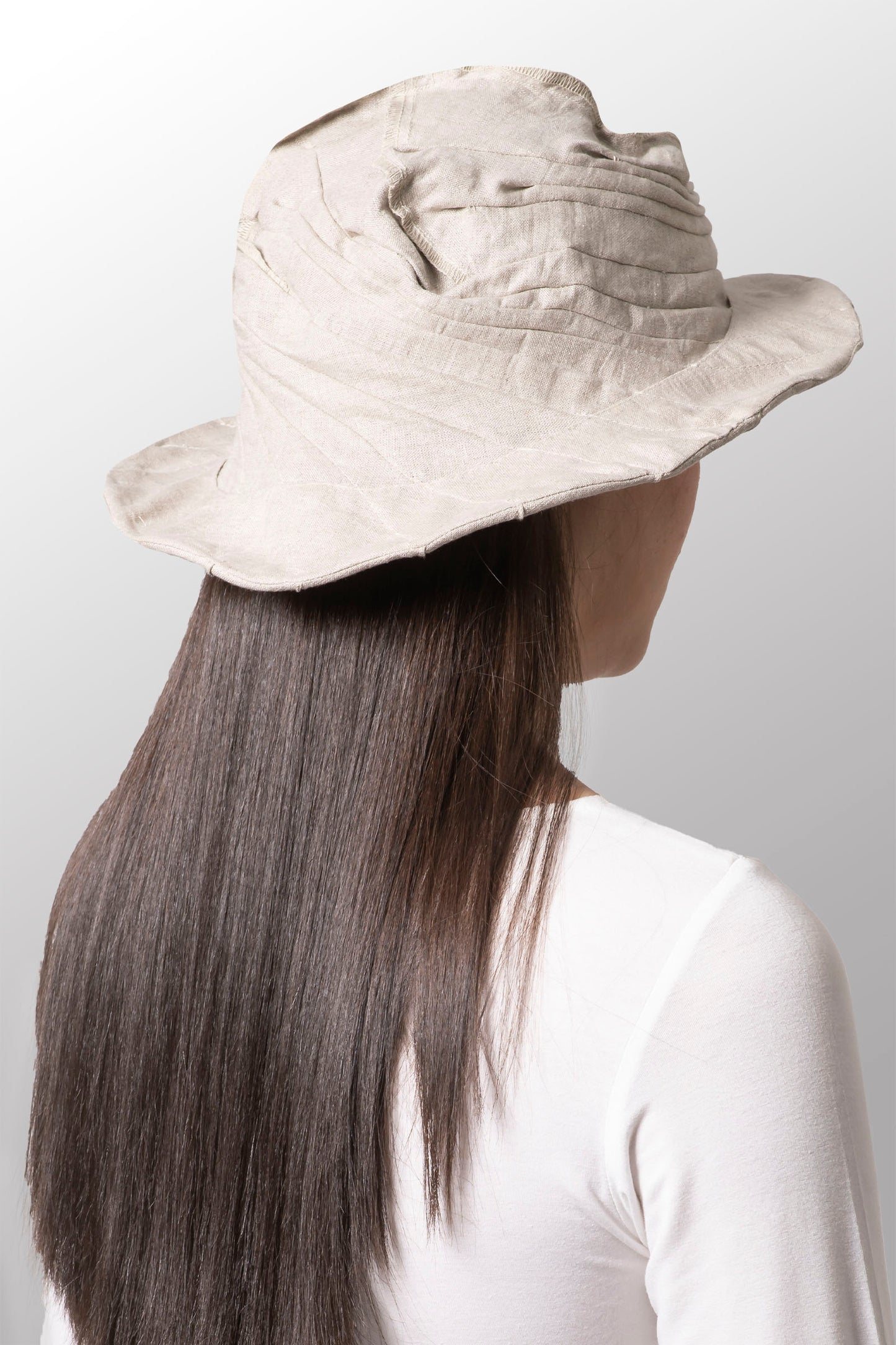 LINEN TWIST TUCKED BRIM HAT - ln1886-ntl -