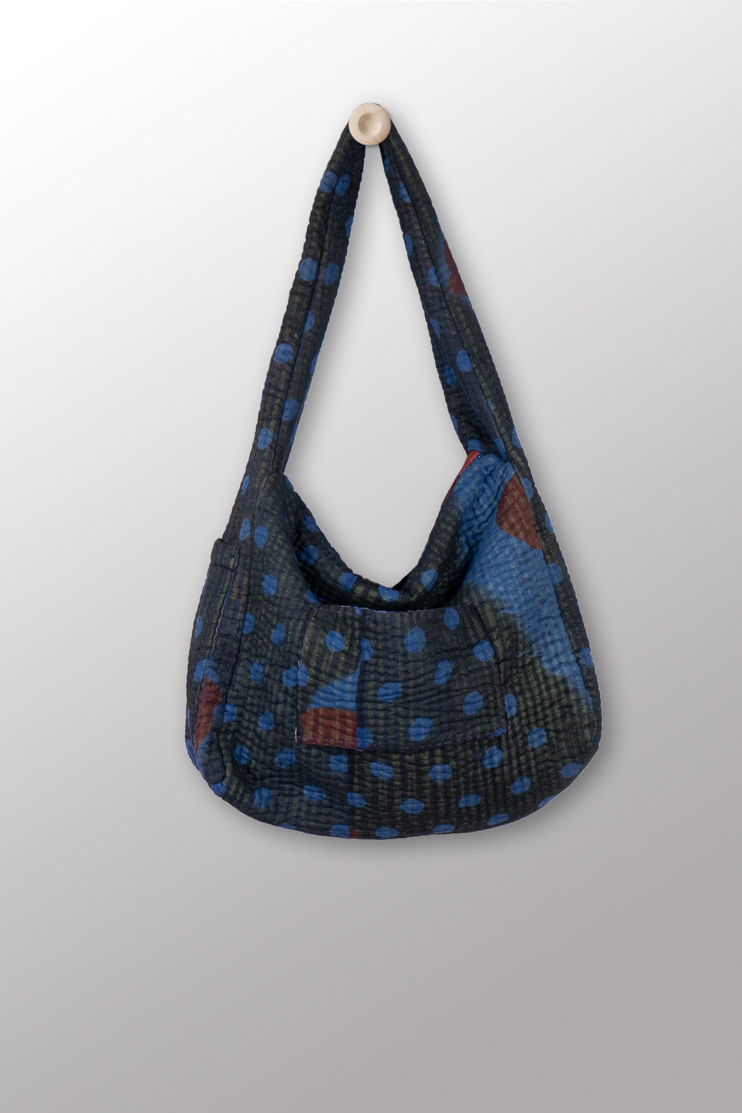 Quilted Over Dye Cotton Kantha Oversized Hobo Bag - mm-oq5870-cblu003a -