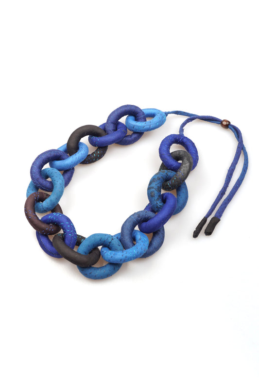 MOSAIC OMBRE KANTHA CHAIN NECKLACE - mo1724-blu -