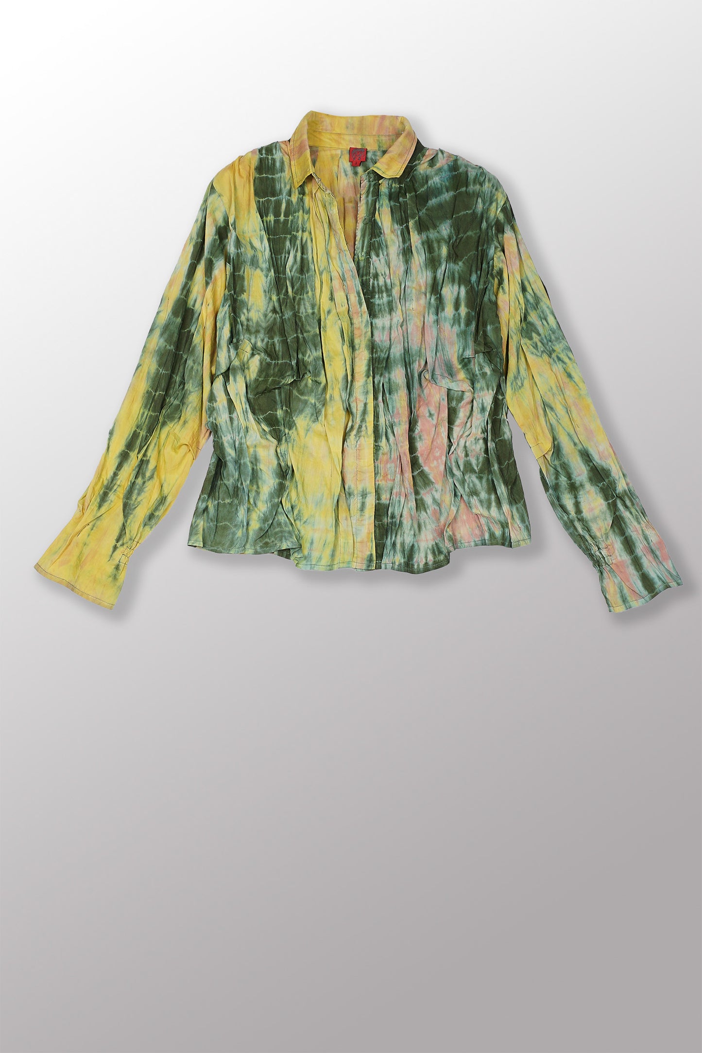 MONE SHIBORI TIE DYE WAVY TUCK CROPPED SHIRT - ms1579-grn -