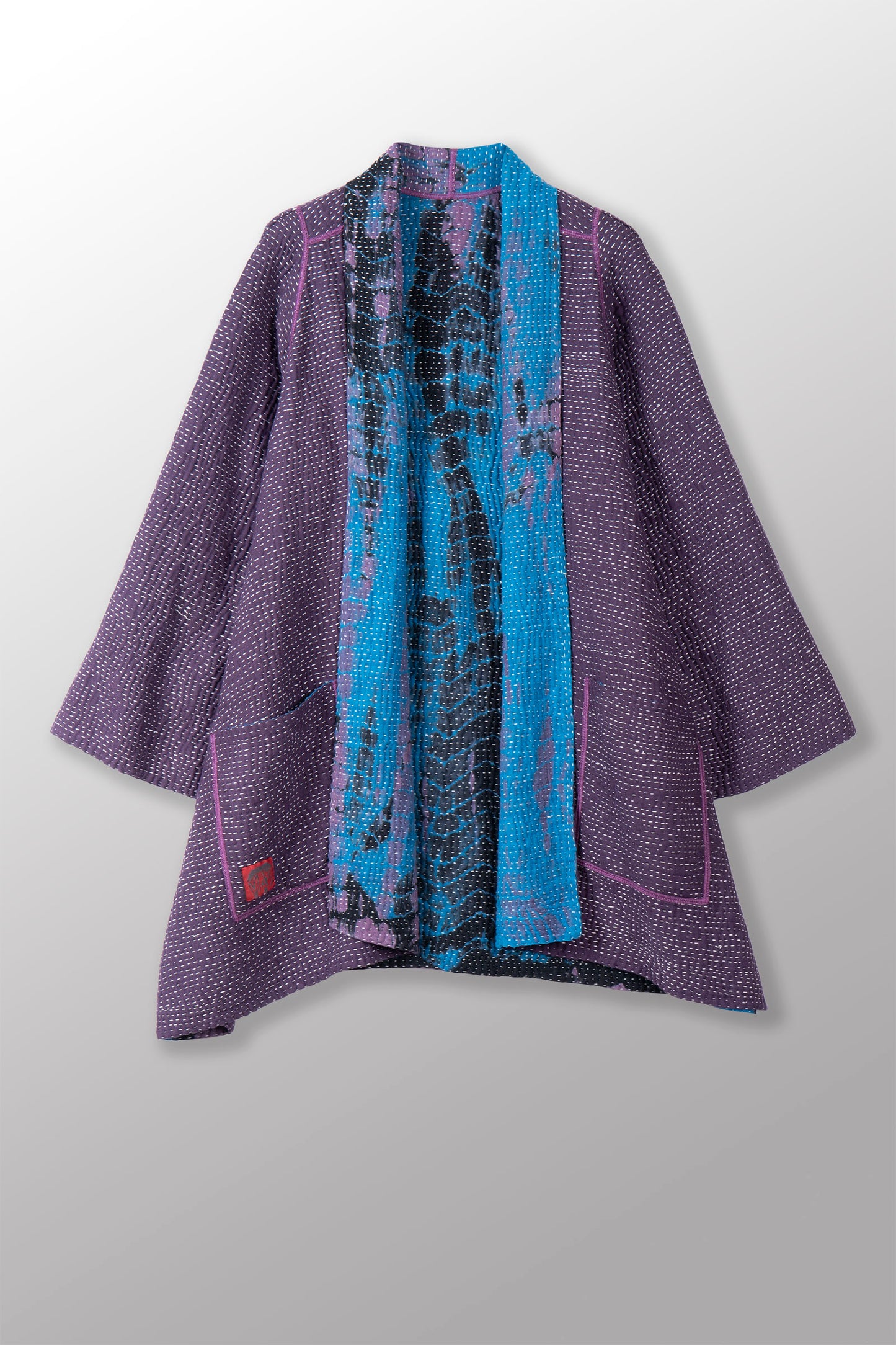 MONE SHIBORI TIE DYE KANTHA A-LINE JACKET - ms5003-tuq -