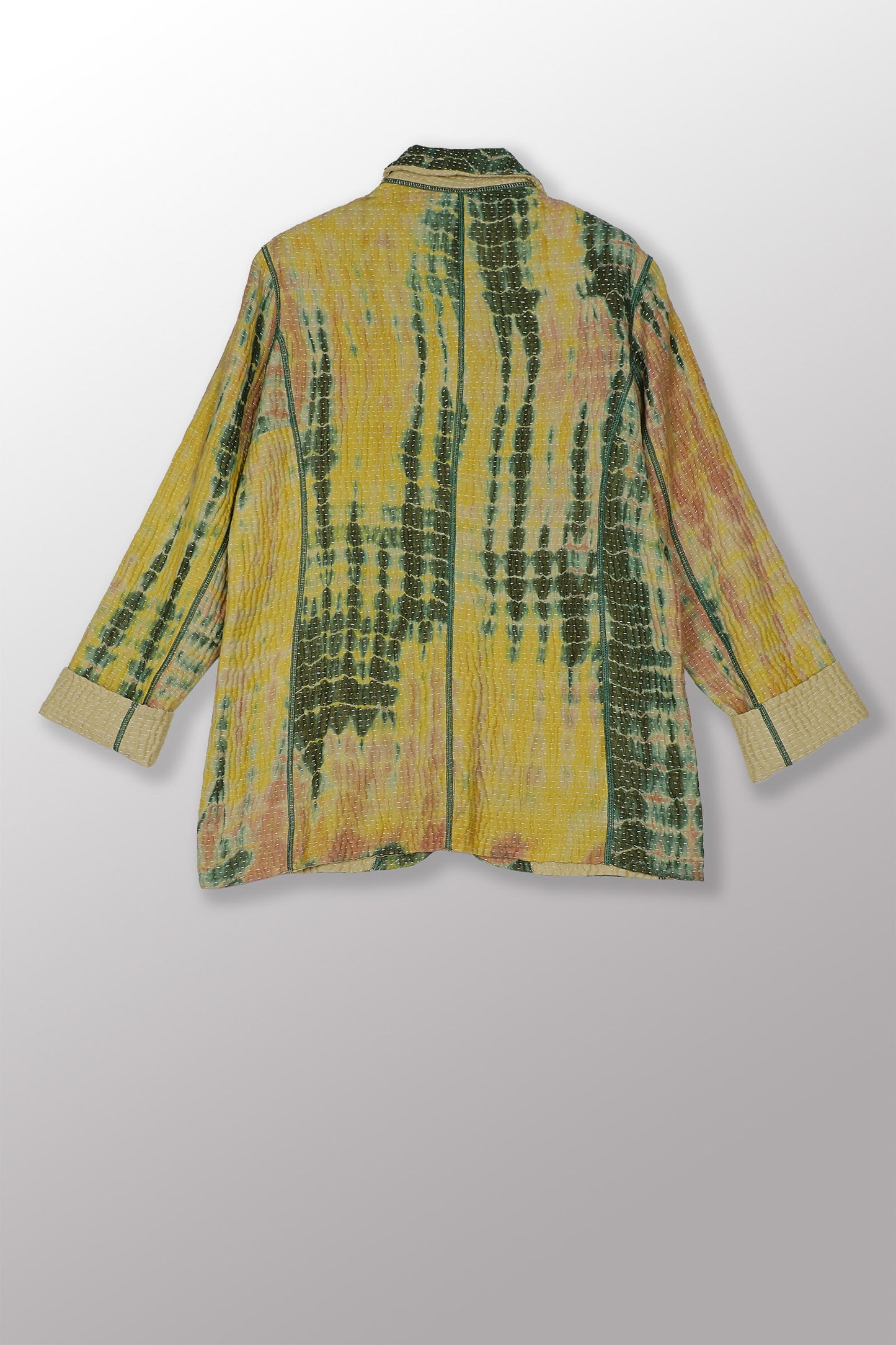 MONE SHIBORI TIE DYE KANTHA BASIC JACKET - ms5052-grn -