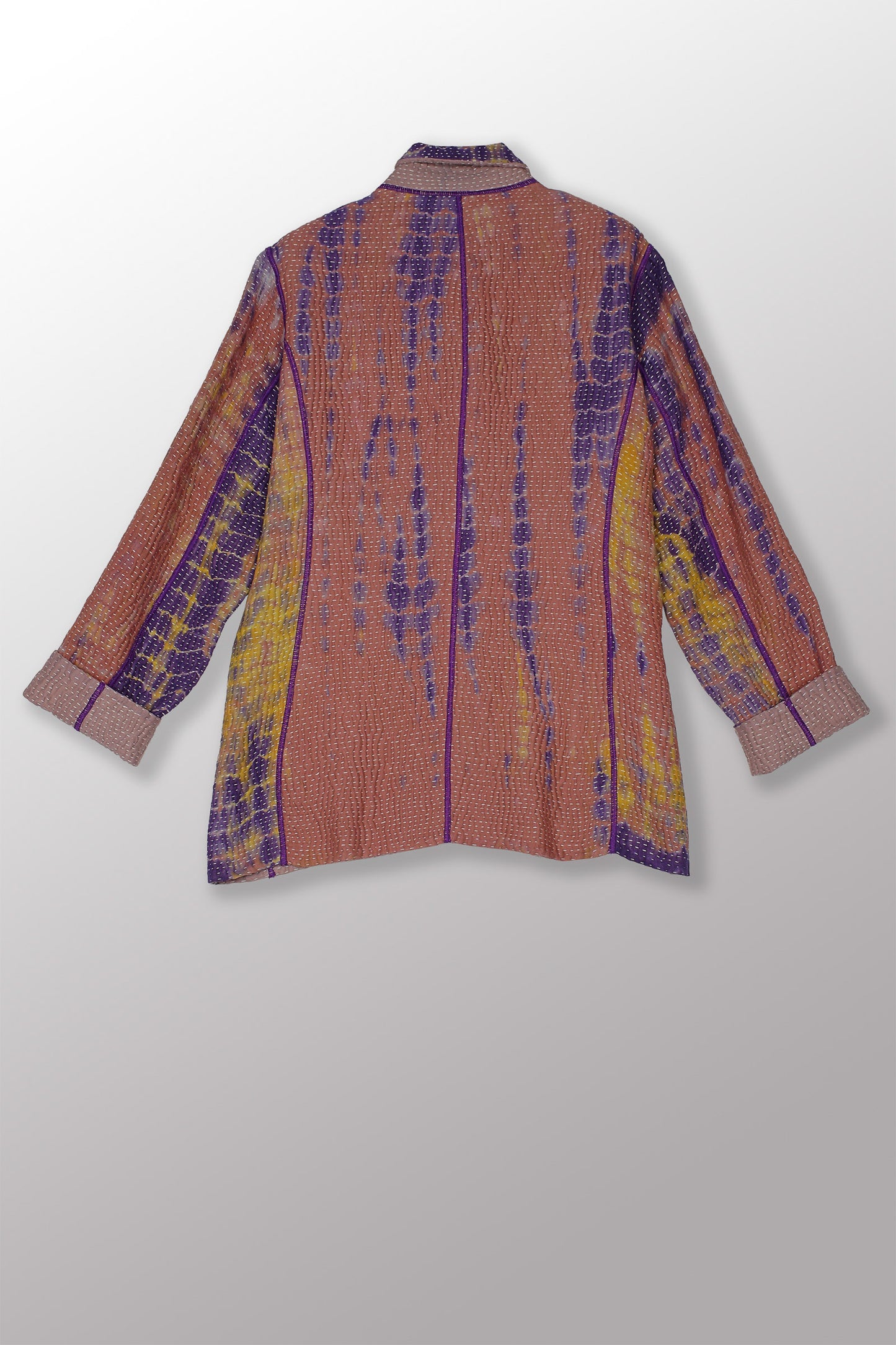 MONE SHIBORI TIE DYE KANTHA BASIC JACKET - ms5052-prp -