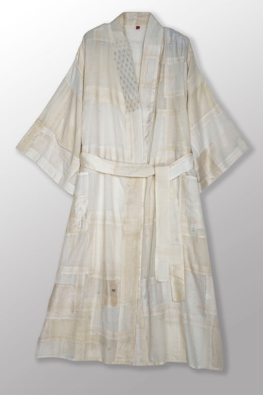 MOSAIC TILE PATCH KANTHA LOUNGE KIMONO - mt1339-ivy -