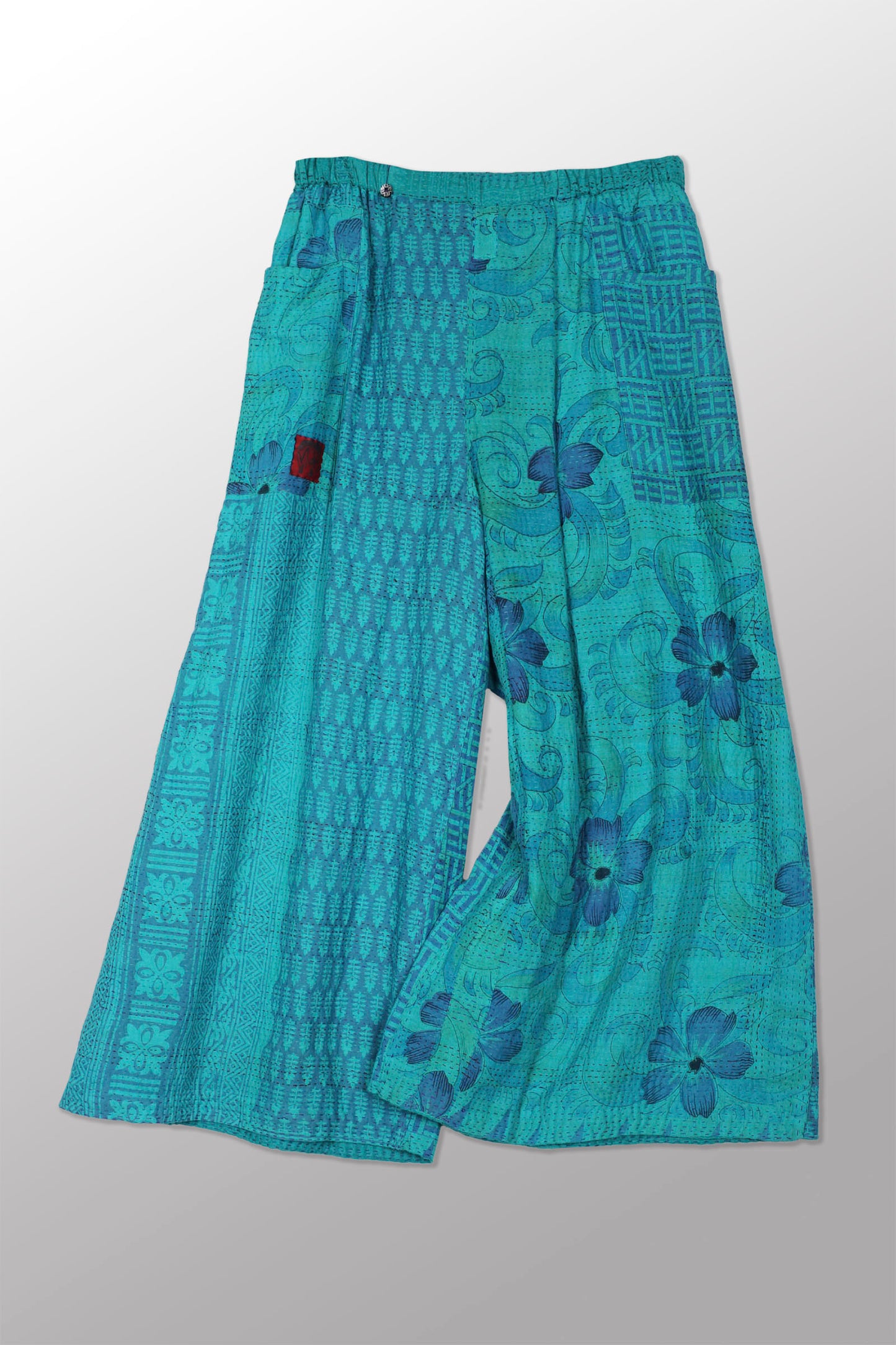 COTTON OVER DYE KANTHA WRAP WIDE PANTS - ov2649-ctuq001m -