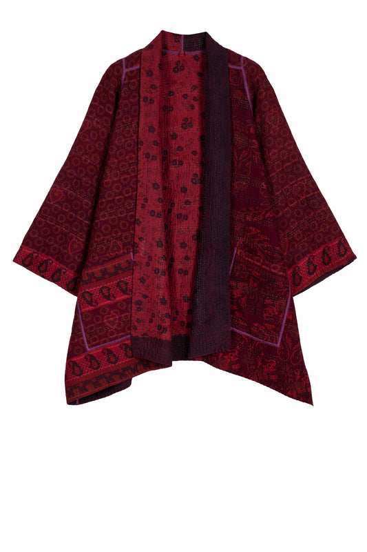 COTTON OVER DYE KANTHA A-LINE JKT - ov4003-0025a -