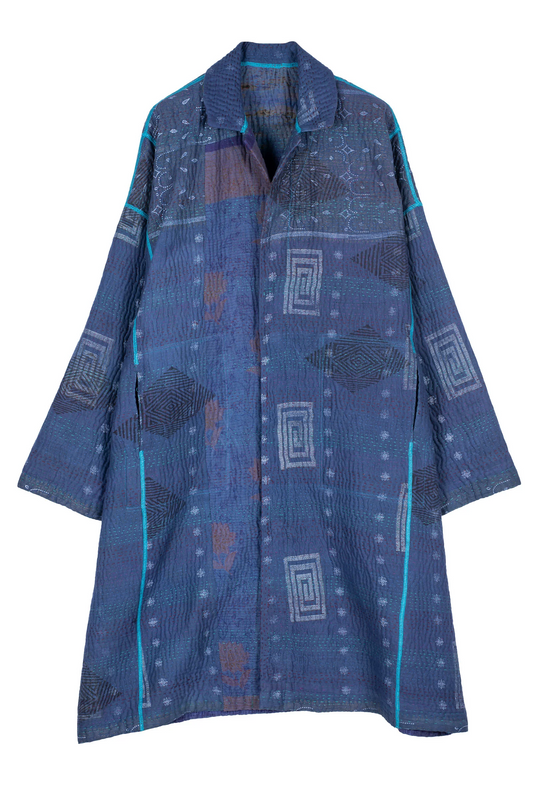 COTTON OVER DYE KANTHA OVERSIZED MEDIUM COAT - ov4331-0005a -