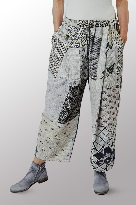 POWDER PATCH KANTHA BAGGY PANTS - pd2642-gry -