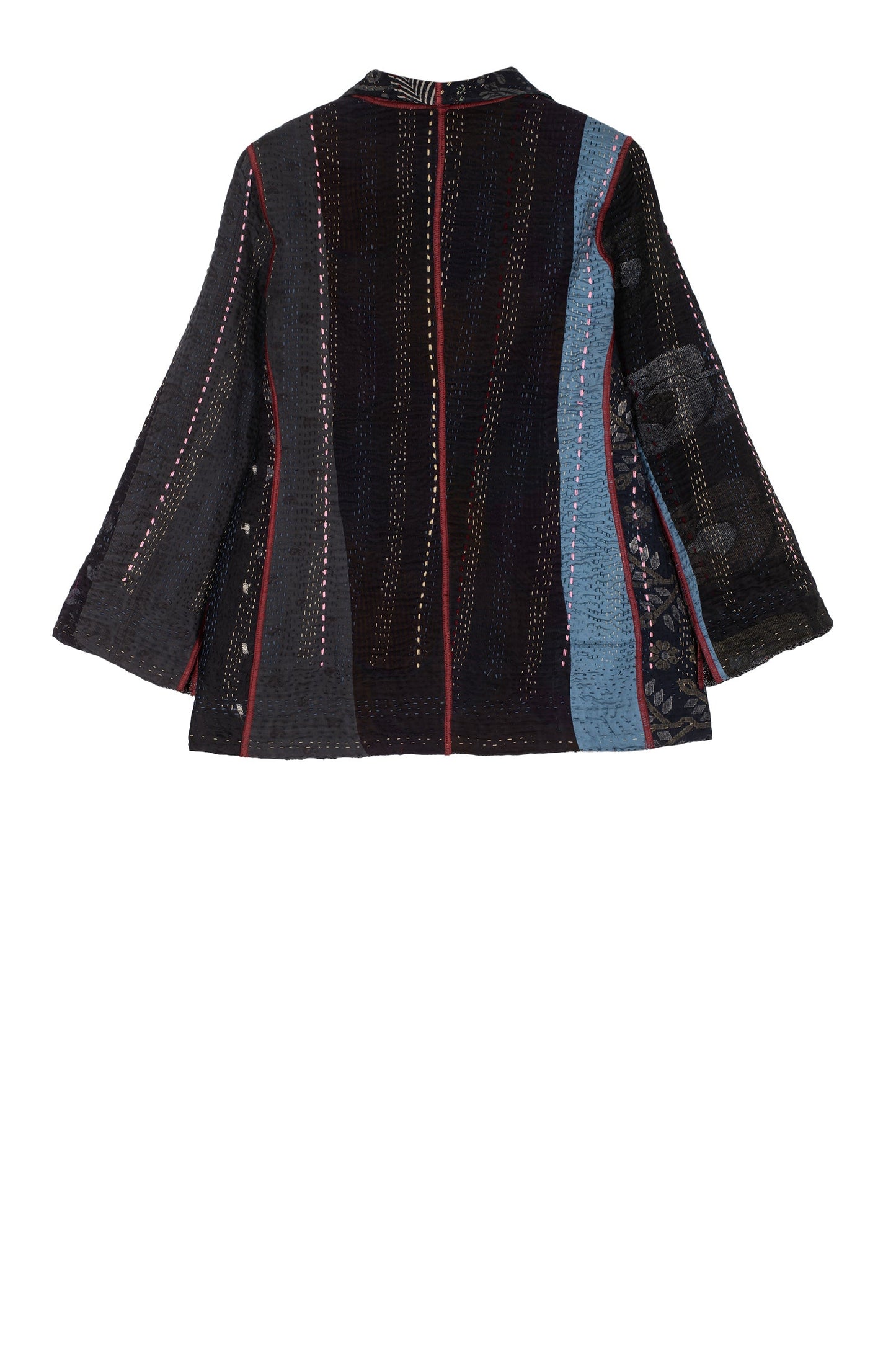 STRIPE RALLIS KANTHA SHORT JKT - pr4007-blk -