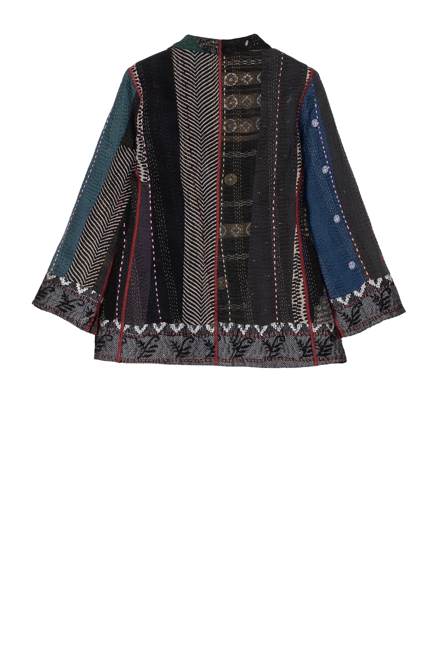 STRIPE RALLIS KANTHA SHORT JKT - pr4007-blk -