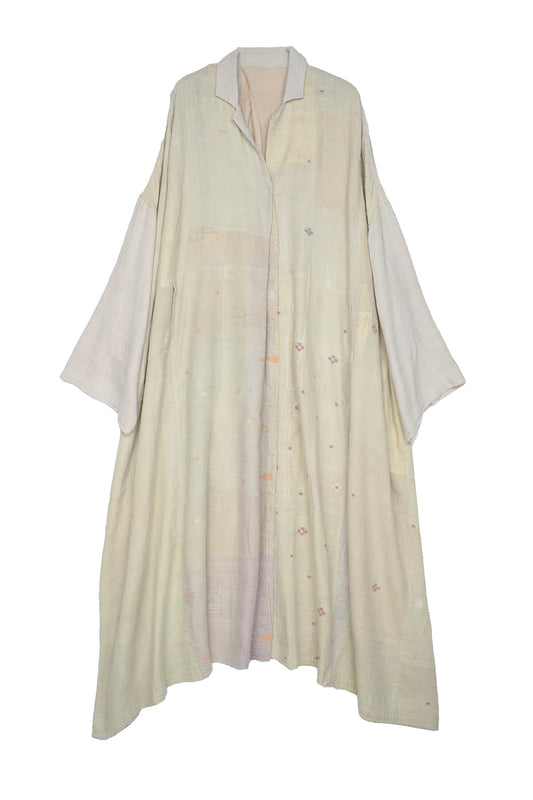 SOUTH WOVEN PATCH KANTHA OVERSIZE DRESS - pw2432-ivy -