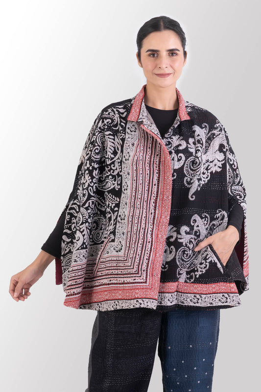 PAISLEY & PATCH KANTHA MANTLE - py4069-blk -