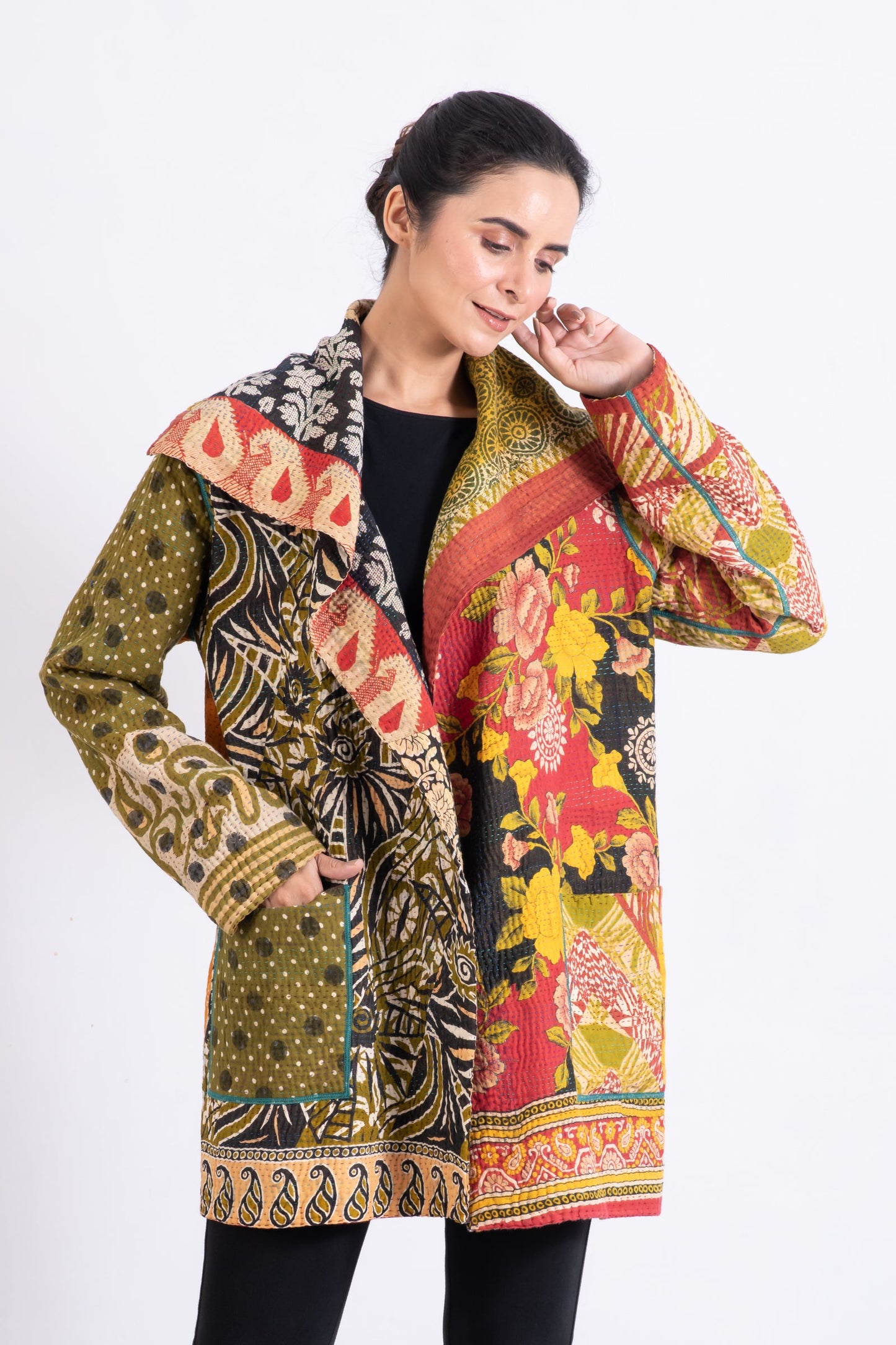 PUZZLE KANTHA POCKET JKT - pz4002-grn -