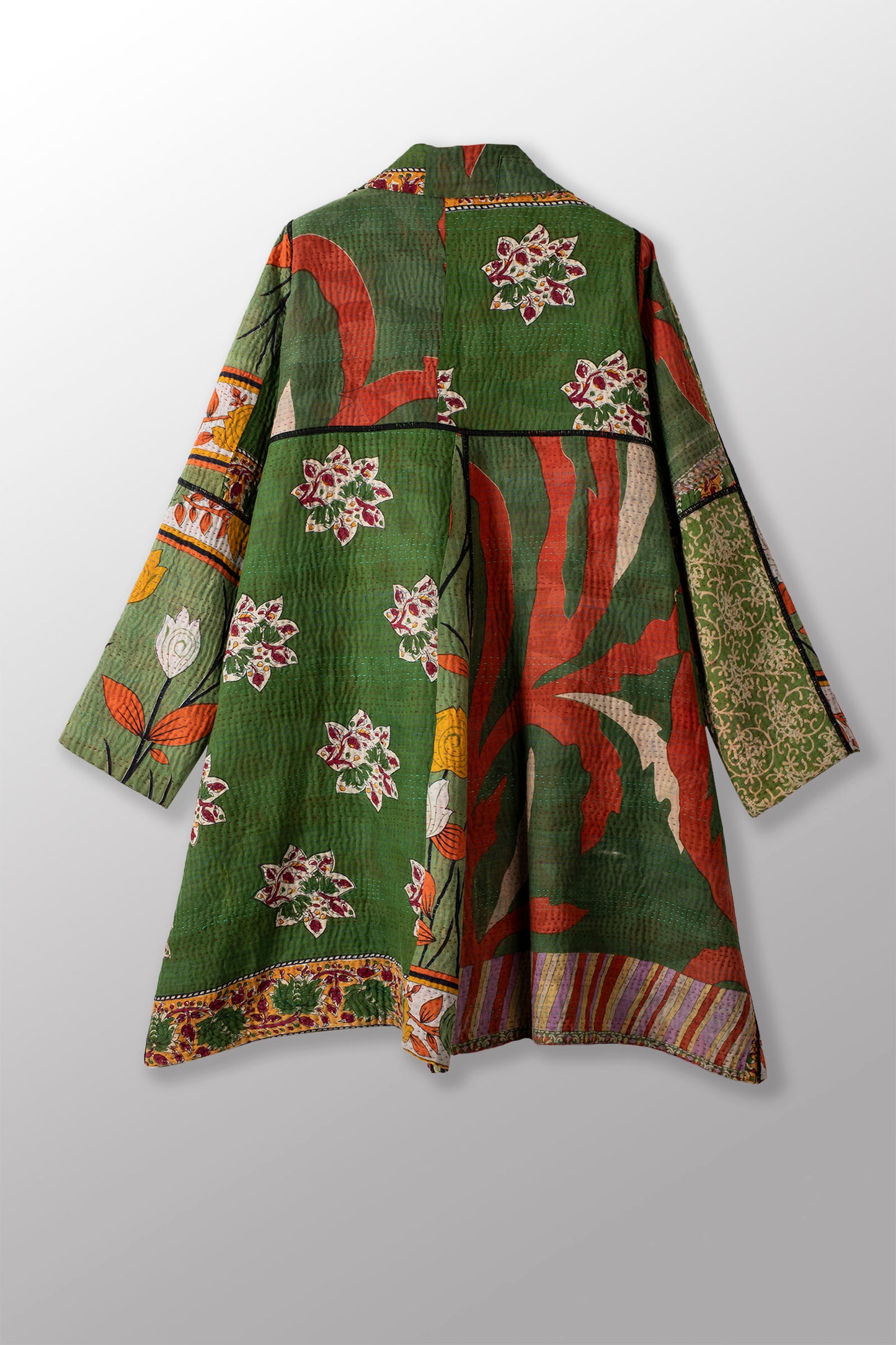 PUZZLE KANTHA A-LINE DUSTER (311) COAT - pz4311-grn -