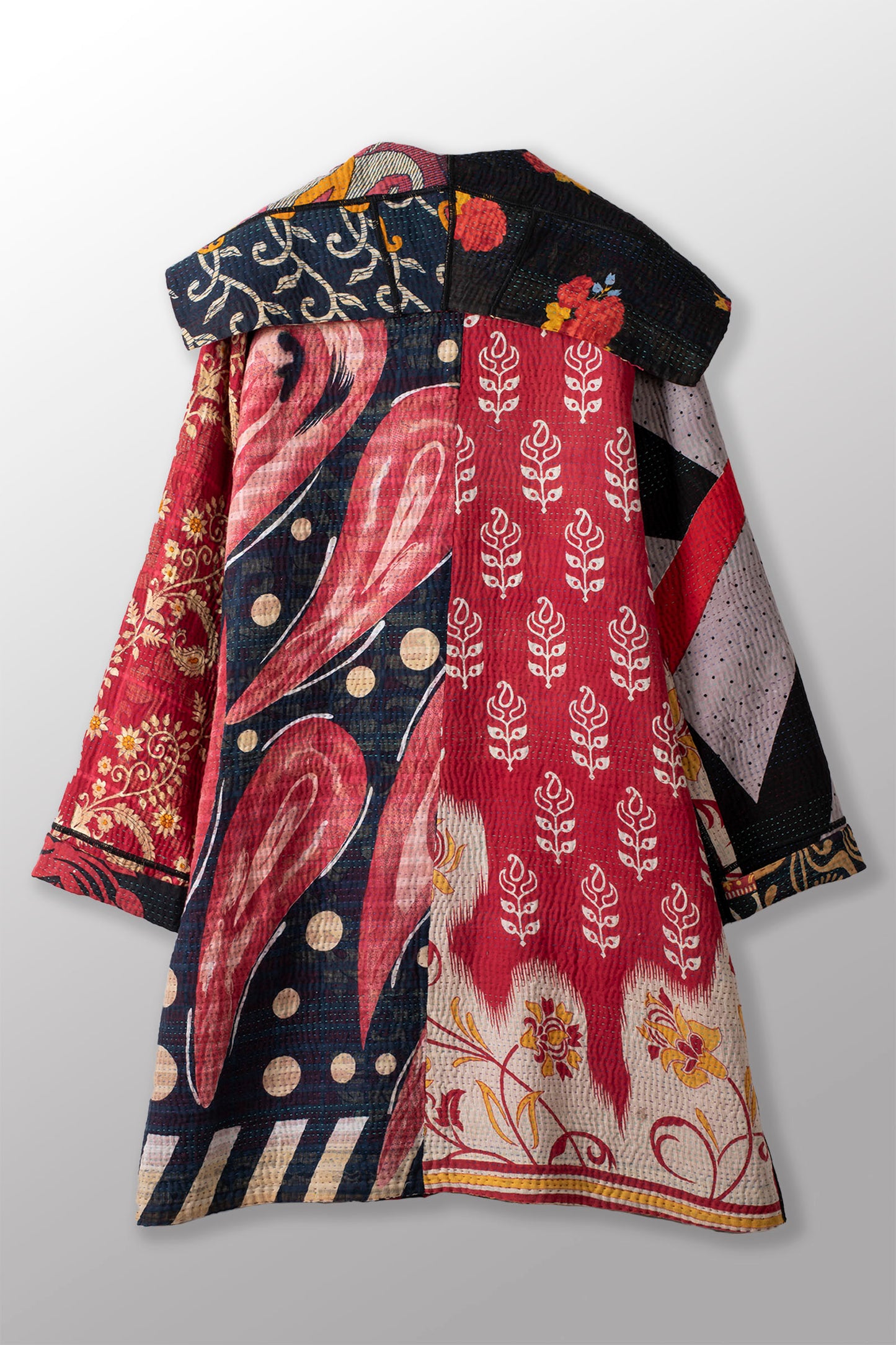 PUZZLE KANTHA POCKET MEDIUM COAT - pz4316-red -