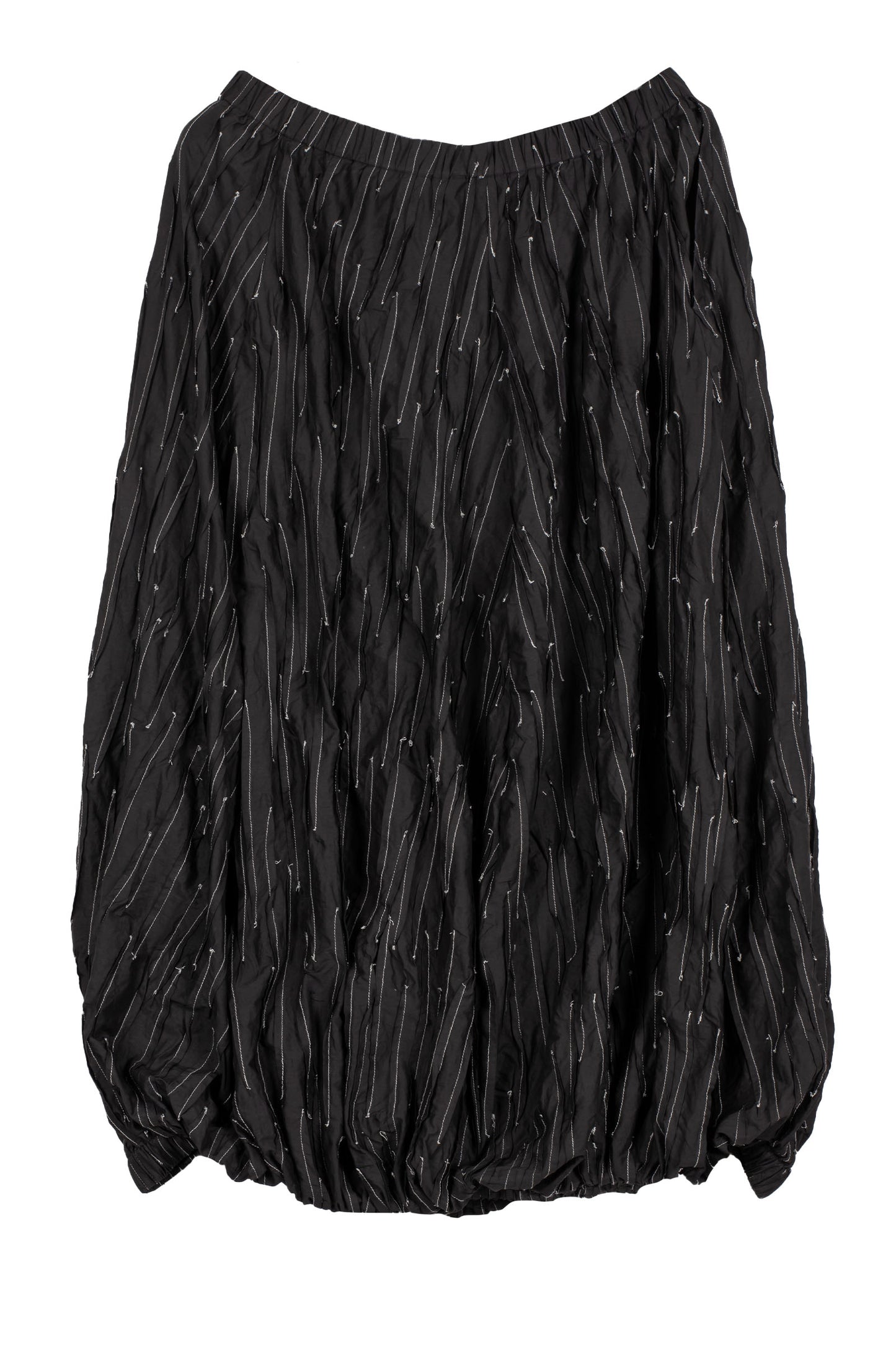 POLISHED COTTON RANDOM TUCK VOILE PUMPKIN SKIRT - rc1650-blk -