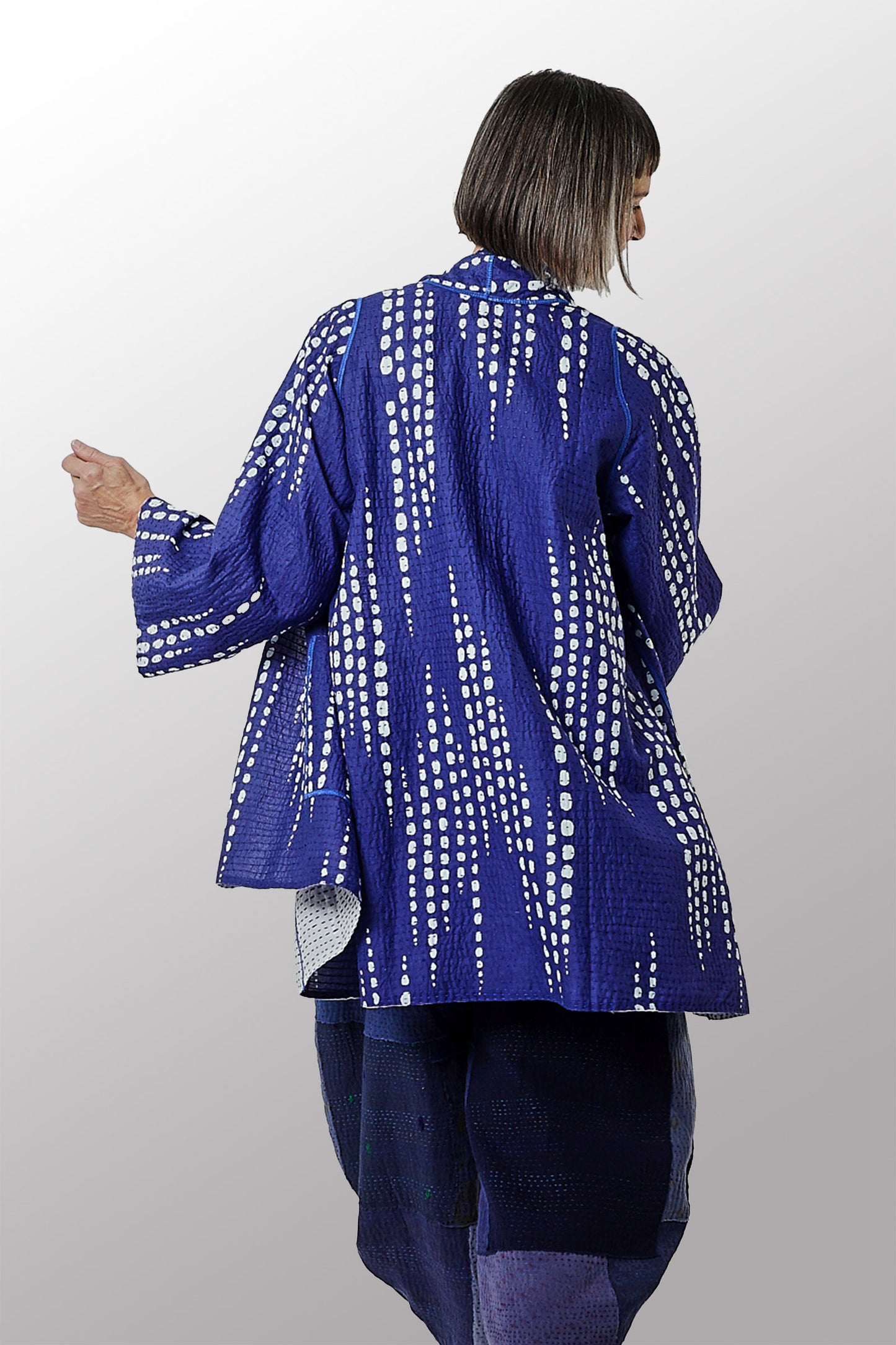 SHIBORI DROP BBK KANTHA A-LINE JKT - sd2003-blu -