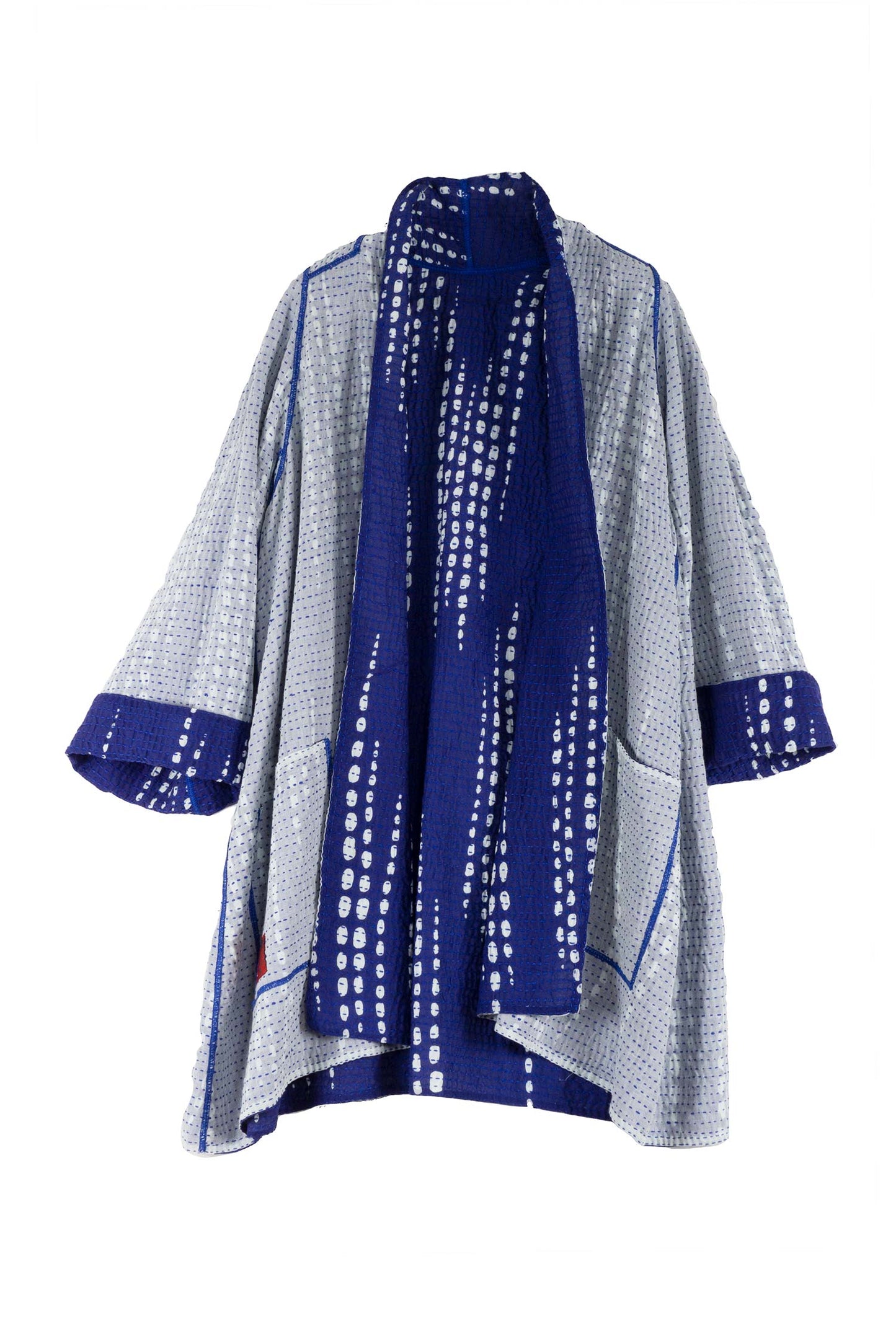 SHIBORI DROP BBK KANTHA A-LINE JKT - sd2003-blu -