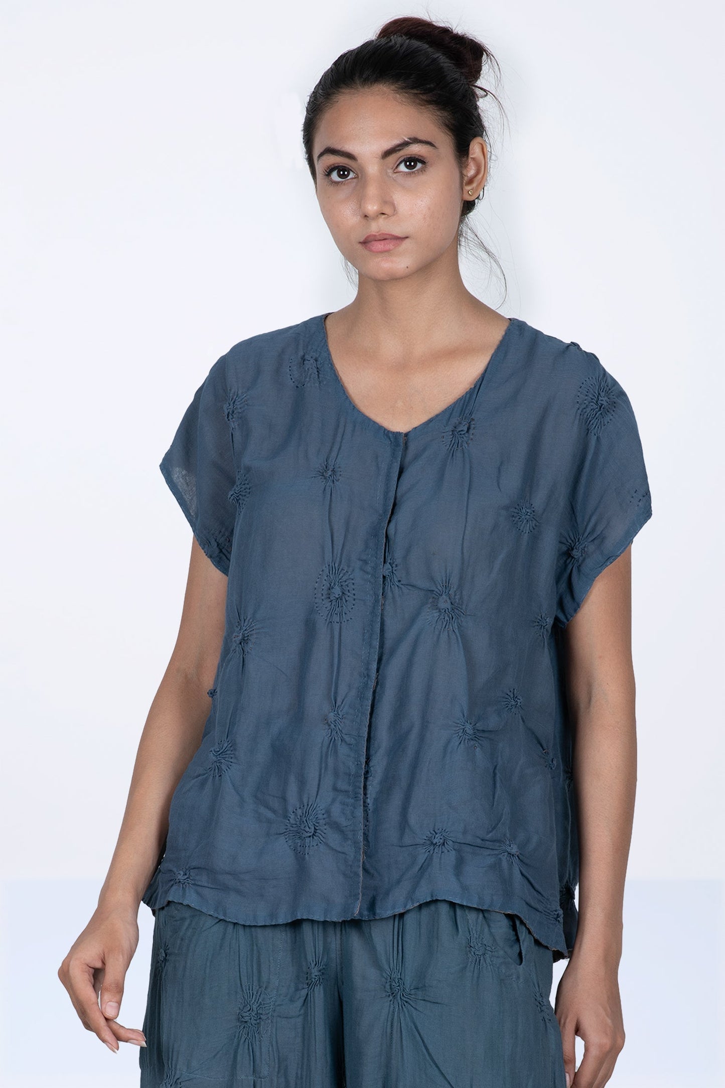 SPIRAL KANTHA BLOUSE - sl2534-tel -