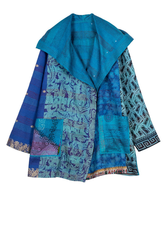 VINTAGE SILK KANTHA POCKET JKT - sv2002-0053a -