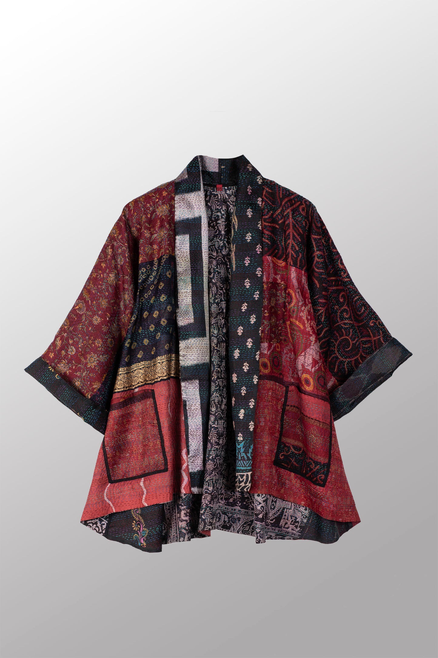 VINTAGE SILK KANTHA KIMONO JKT - sv2004-0027a -