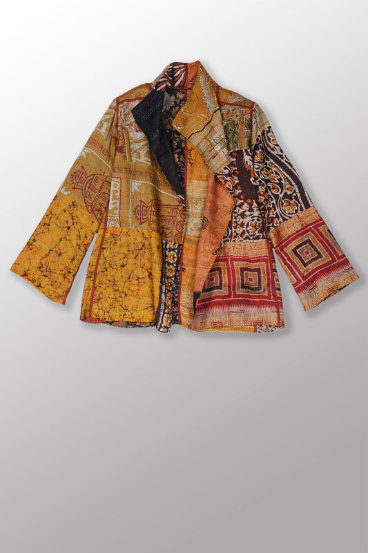 VINTAGE SILK KANTHA SHORT JKT - sv2007-0048m -