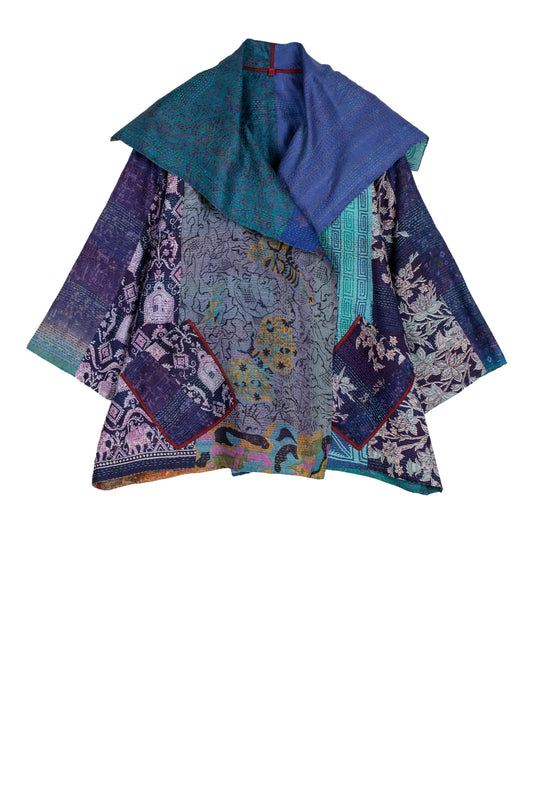 VINTAGE SILK KANTHA FLARE JKT - sv2010-0053a -