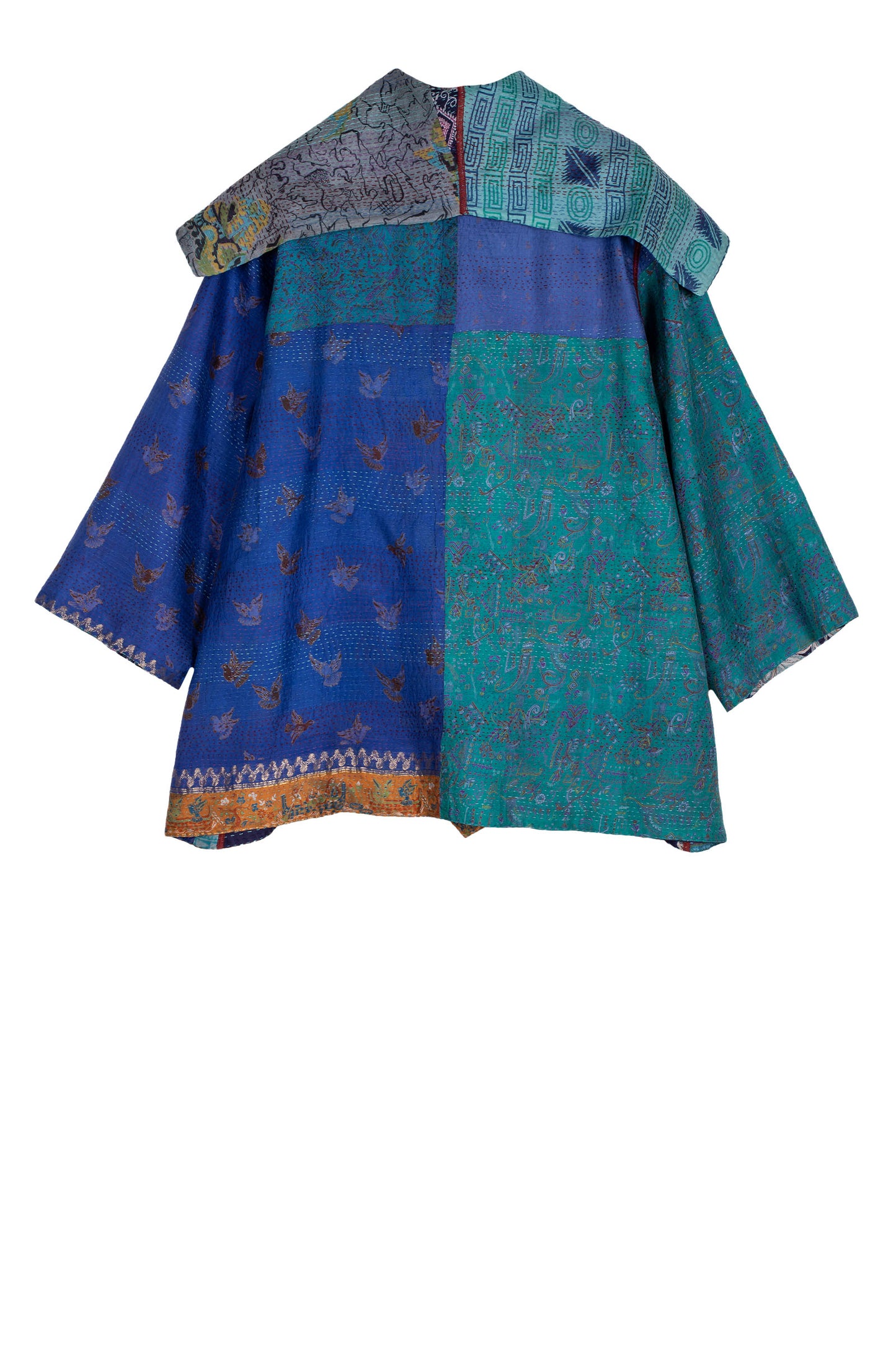 VINTAGE SILK KANTHA FLARE JKT - sv2010-0053a -