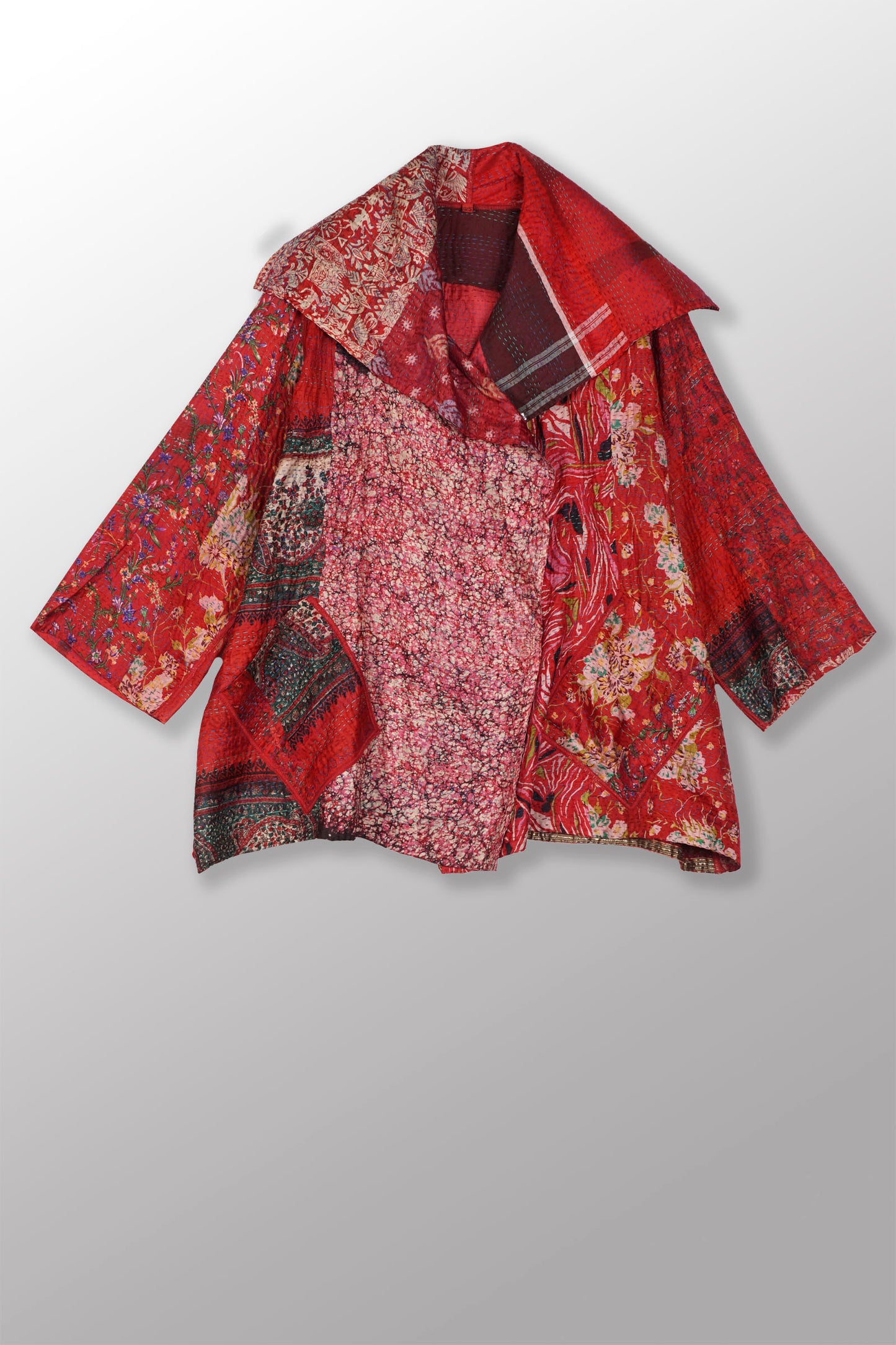 VINTAGE SILK KANTHA FLARE JKT - sv2010-0054a -