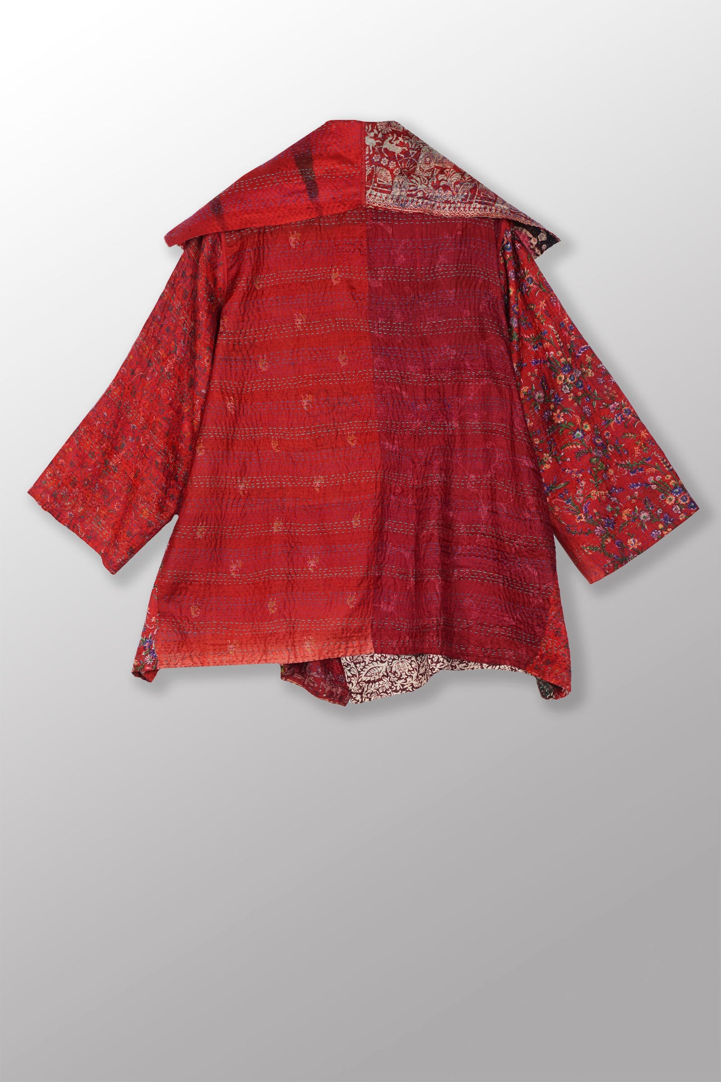 VINTAGE SILK KANTHA FLARE JKT - sv2010-0054a -