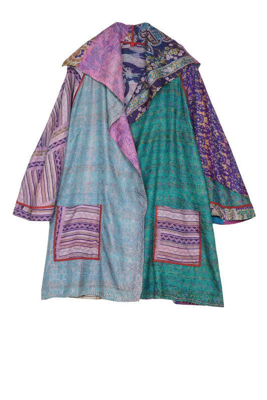 VINTAGE SILK KANTHA BACK TUCKED JKT - sv2012-0040s -