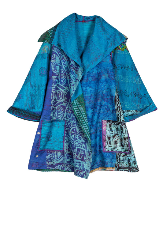 VINTAGE SILK KANTHA BACK TUCKED JKT - sv2012-0042m -