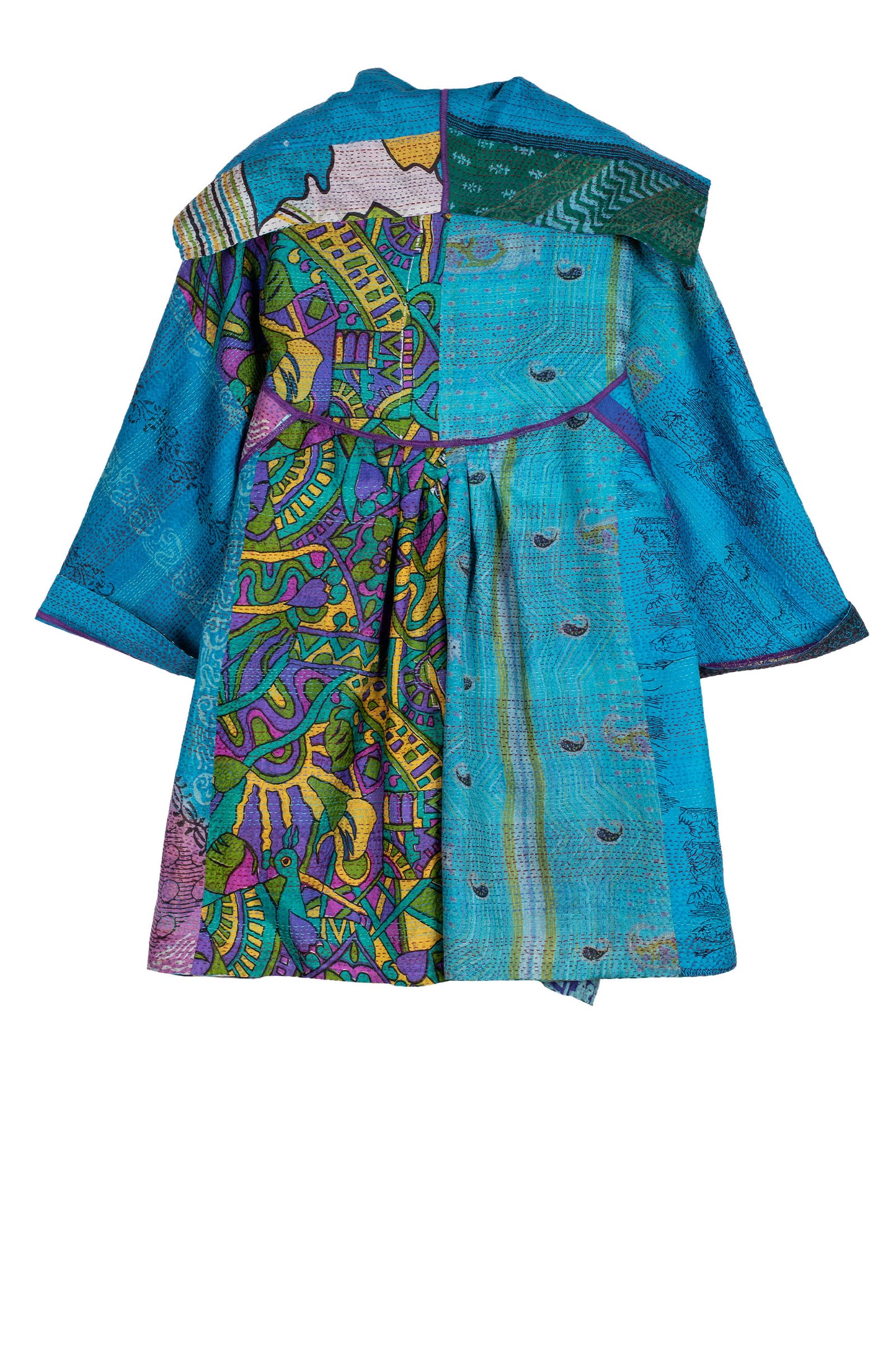 VINTAGE SILK KANTHA BACK TUCKED JKT - sv2012-0042m -