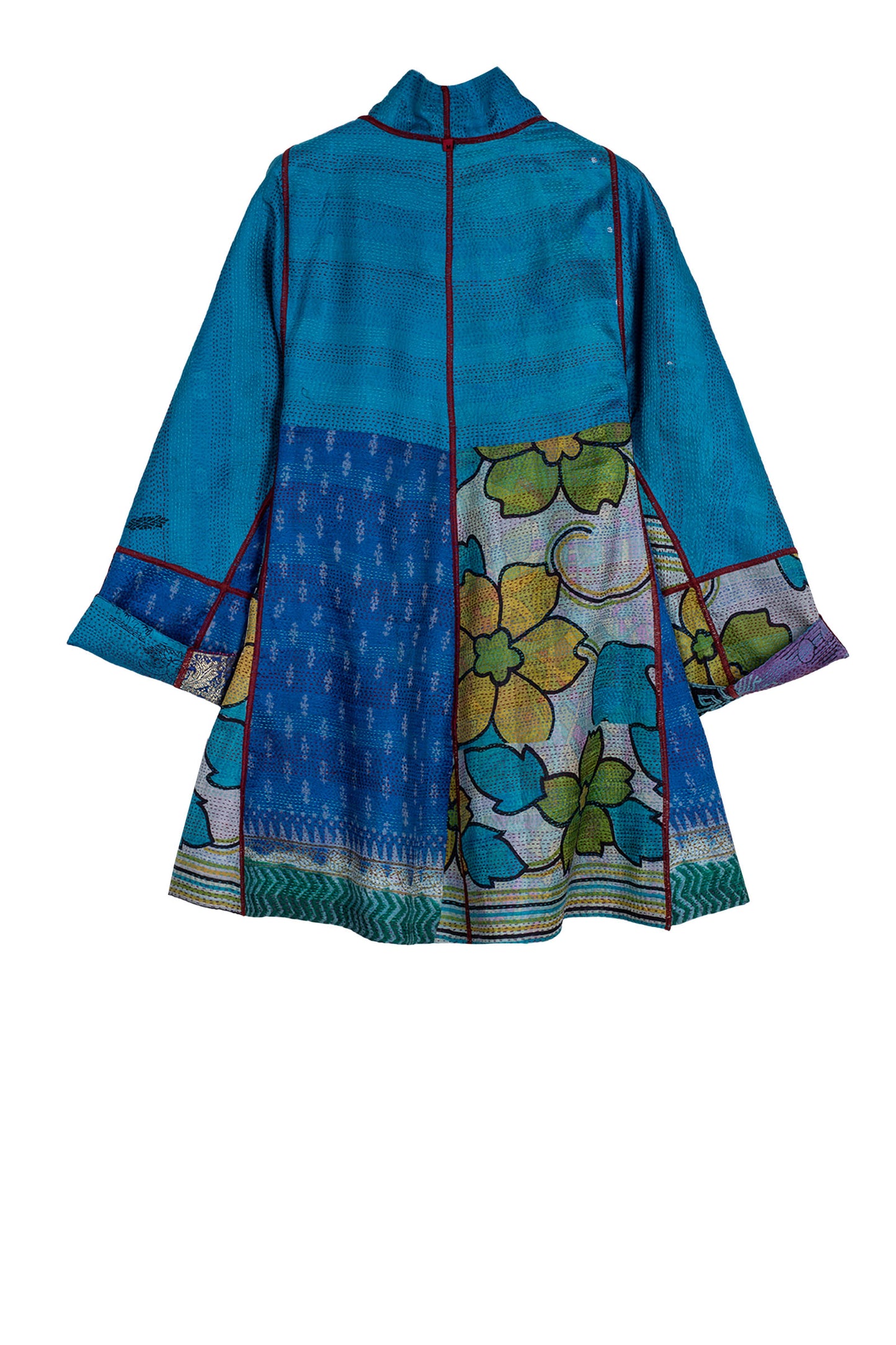 VINTAGE SILK KANTHA FLARE LONG JKT - sv2021-0030m -