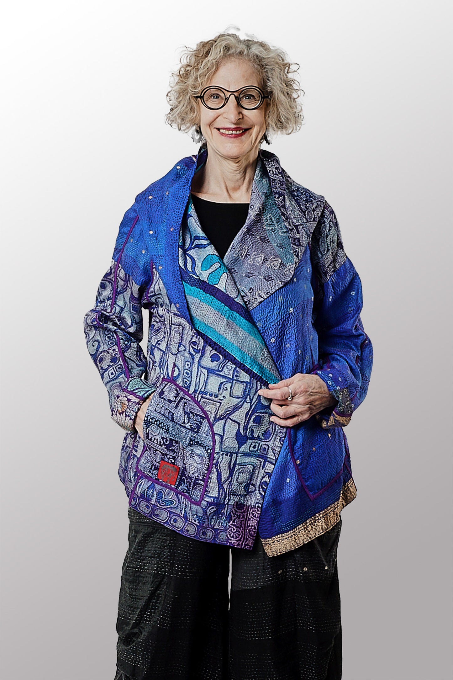 VINTAGE SILK KANTHA HOODED JACKET - sv2042-0001m -