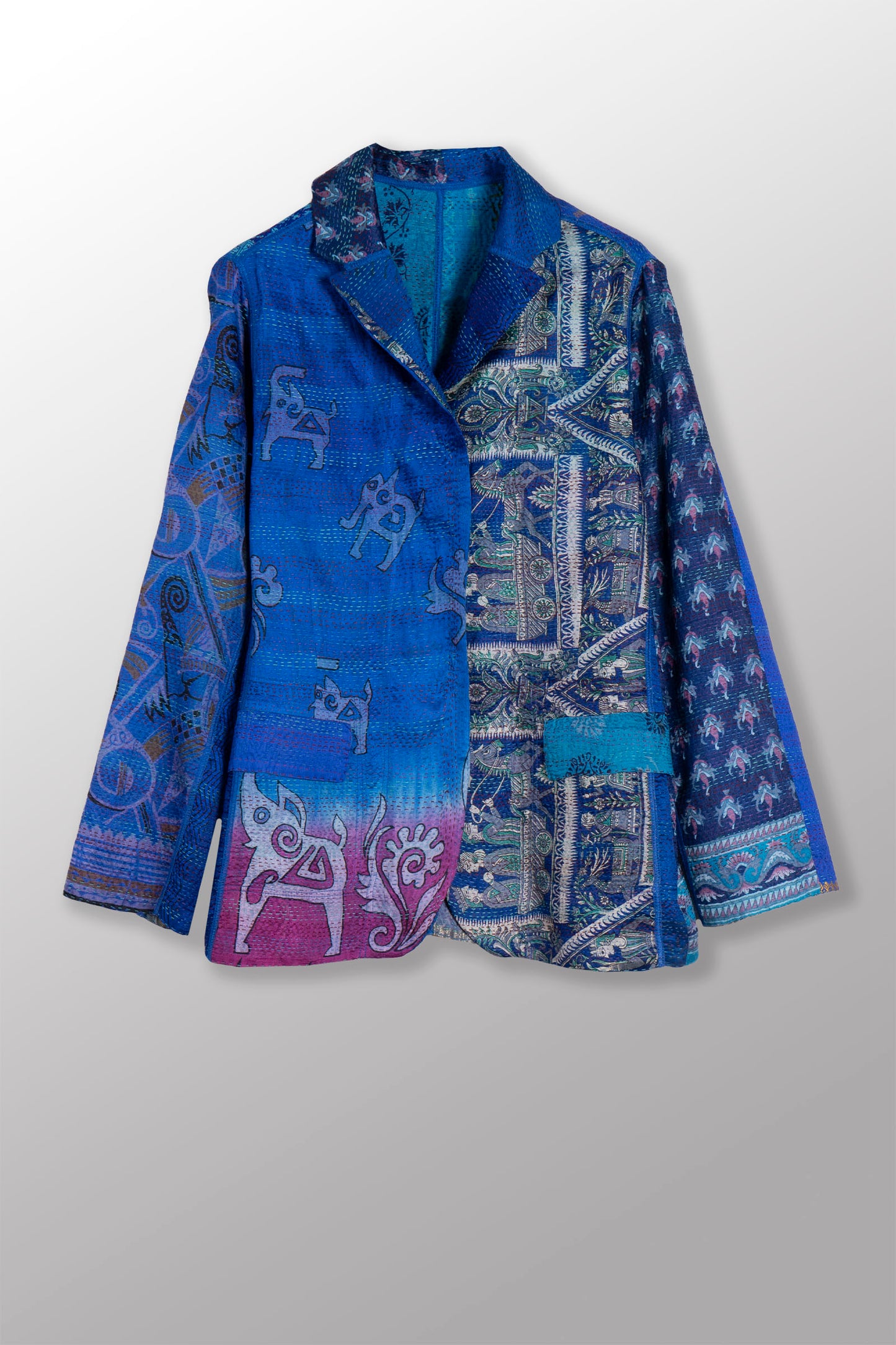 VINTAGE SILK KANTHA BASIC JACKET - sv2052-0002s -