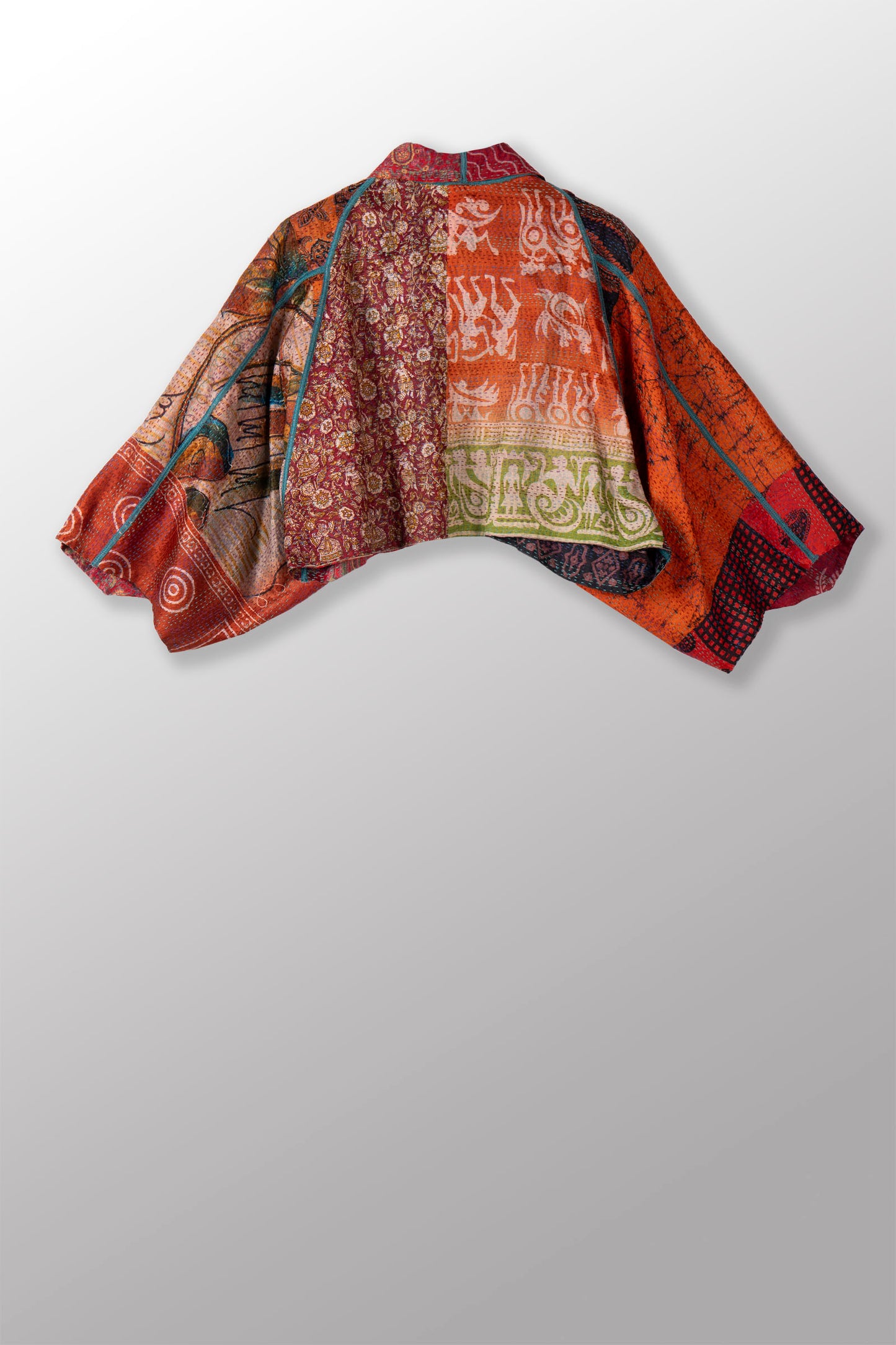 VINTAGE SILK KANTHA PUFF SLV. SHRUG - sv2062-0006a -