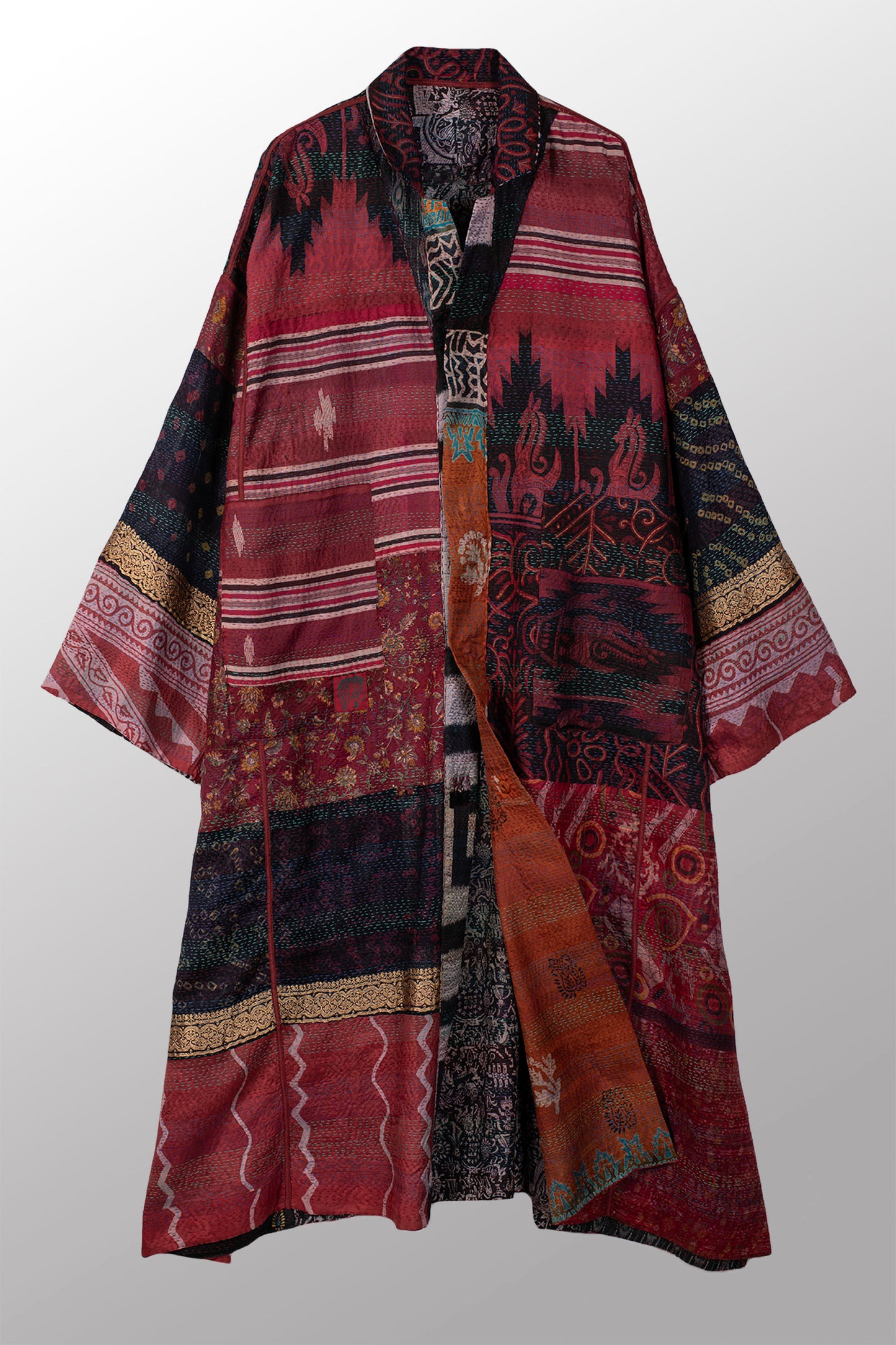 VINTAGE SILK KANTHA OVERSIZED COAT - sv2326-0005a -