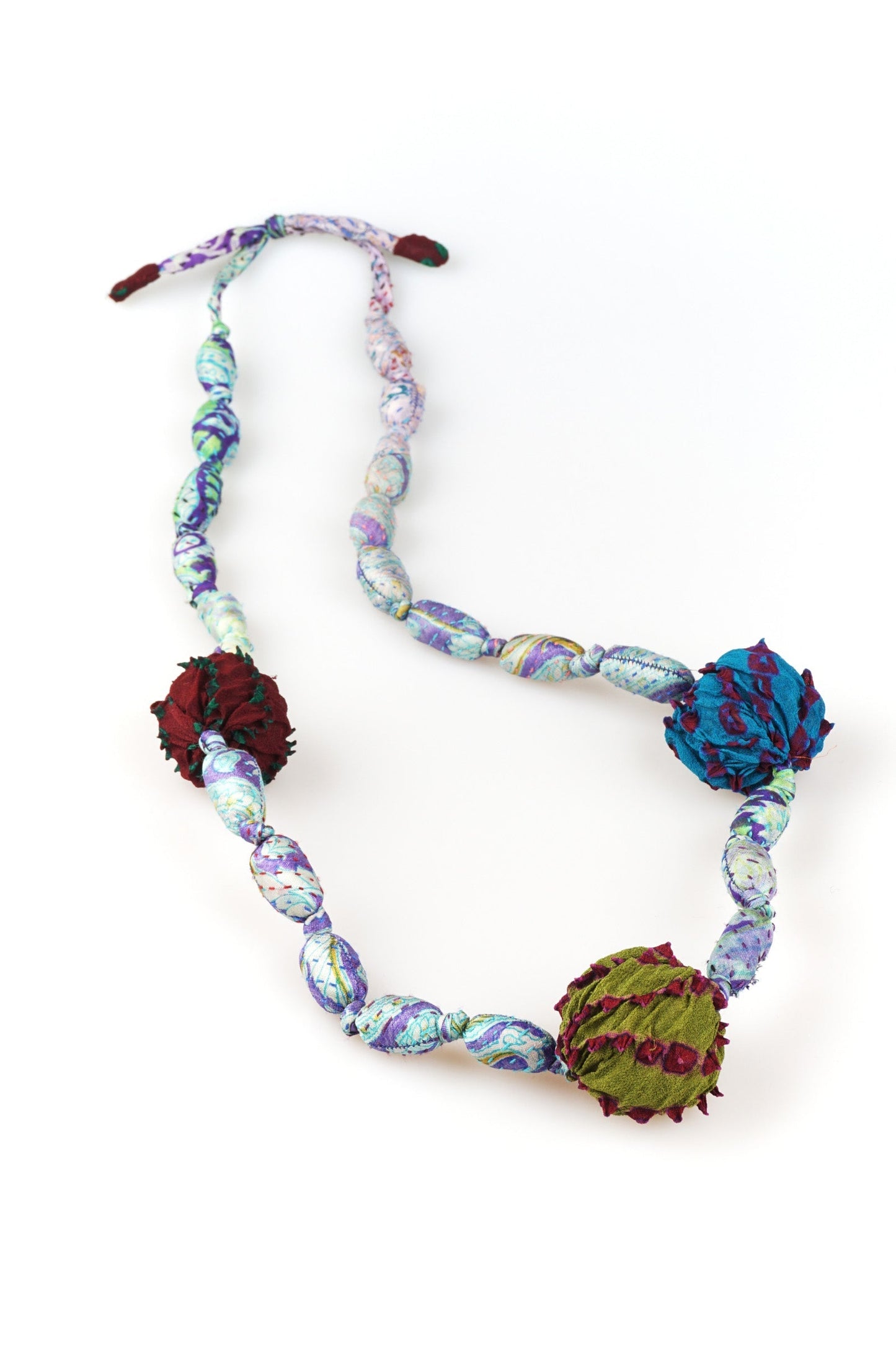 VINTAGE SILK KANTHA SEA URCHIN MEDIUM NECKLACE