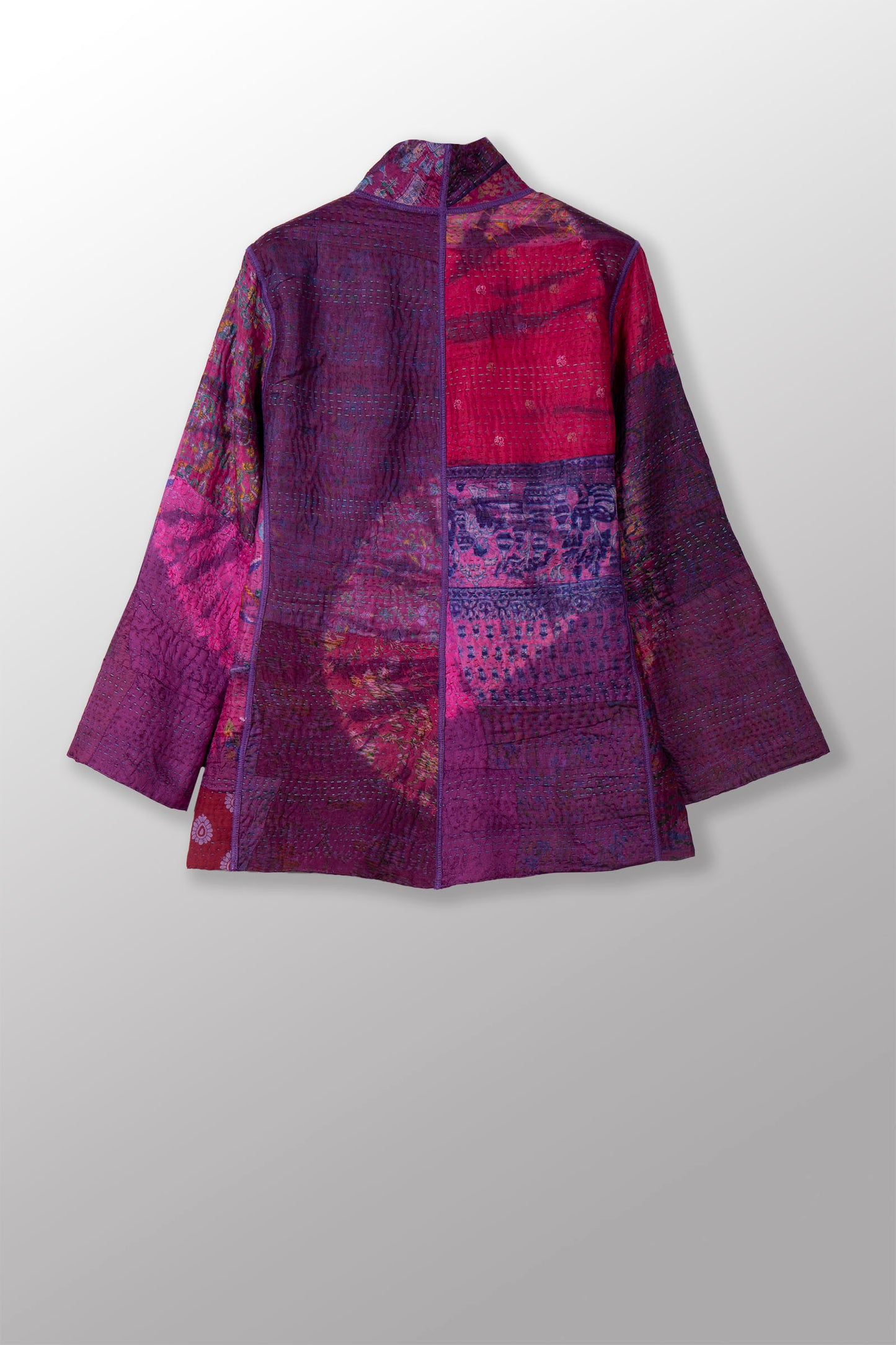 TIE DYE CIRCLE SHIBORI KANTHA SHORT JACKET - td4007-prp -