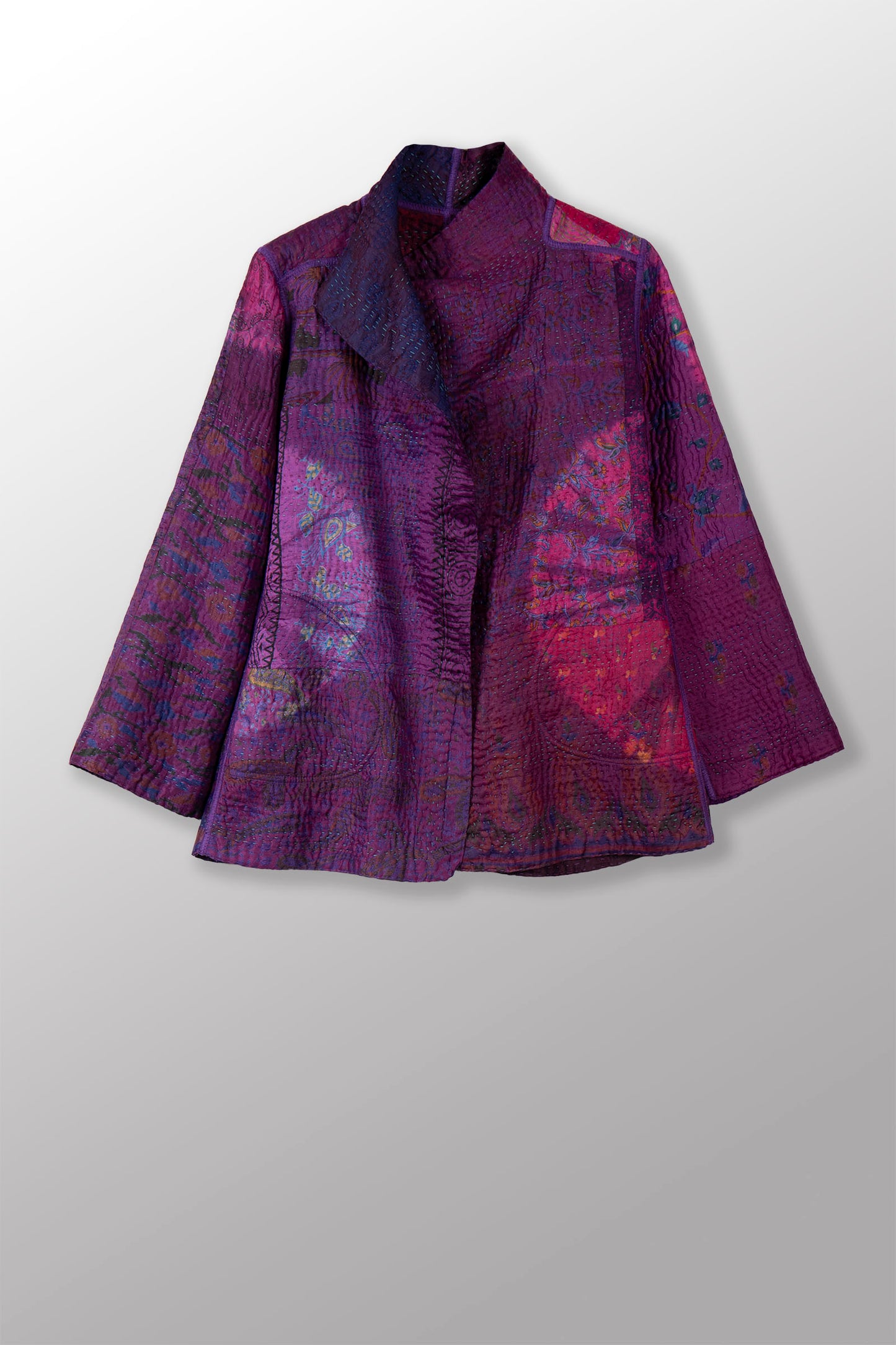 TIE DYE CIRCLE SHIBORI KANTHA SHORT JACKET - td4007-prp -