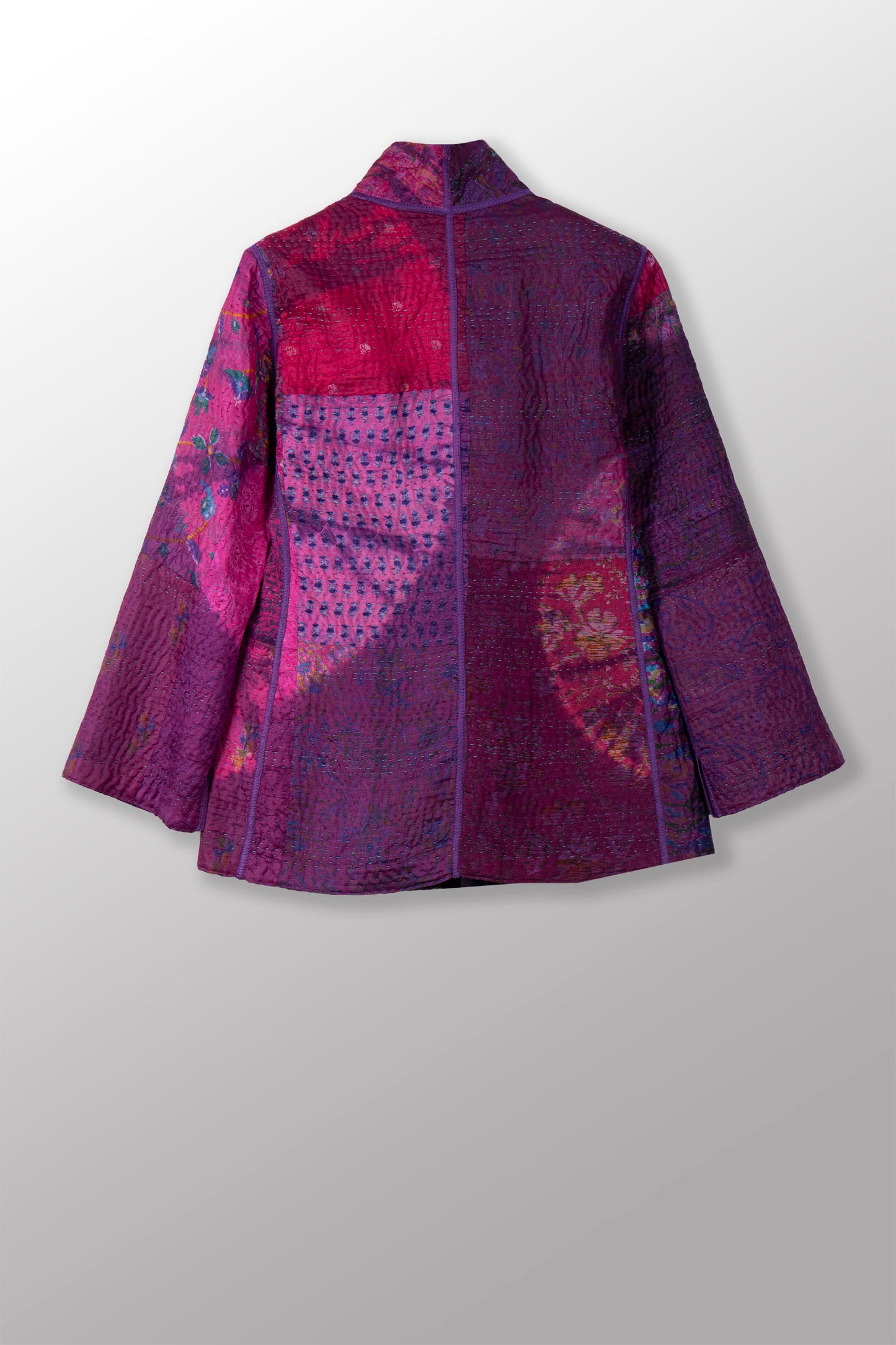 TIE DYE CIRCLE SHIBORI KANTHA SHORT JACKET - td4007-prp -