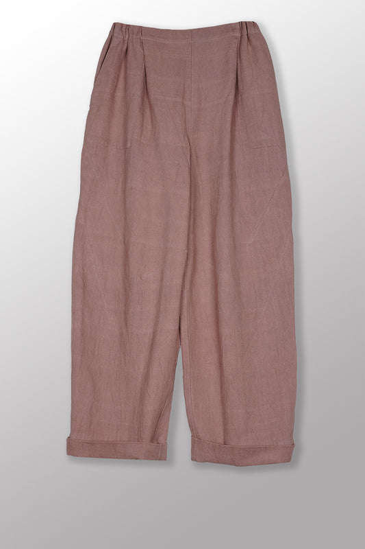 DYED COTTON LINEN TWILL KNEE DARTS PANTS - tl1667-ntl -