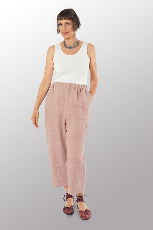 DYED COTTON LINEN TWILL BASIC PANTS - tl1668-ntl -