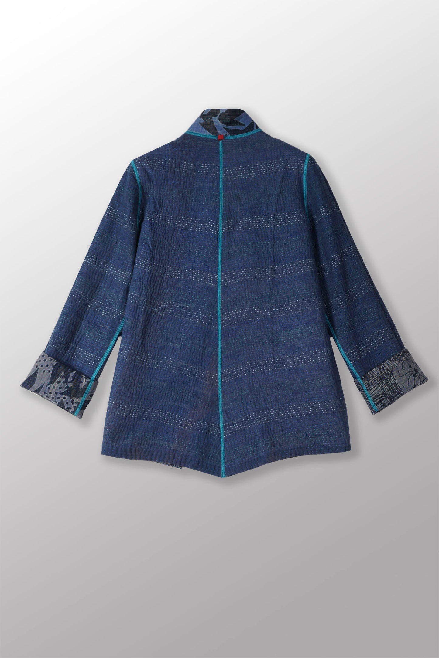 MONOTONE TWILIGHT PRINT KANTHA SIMPLE JKT - tp4022-blu -